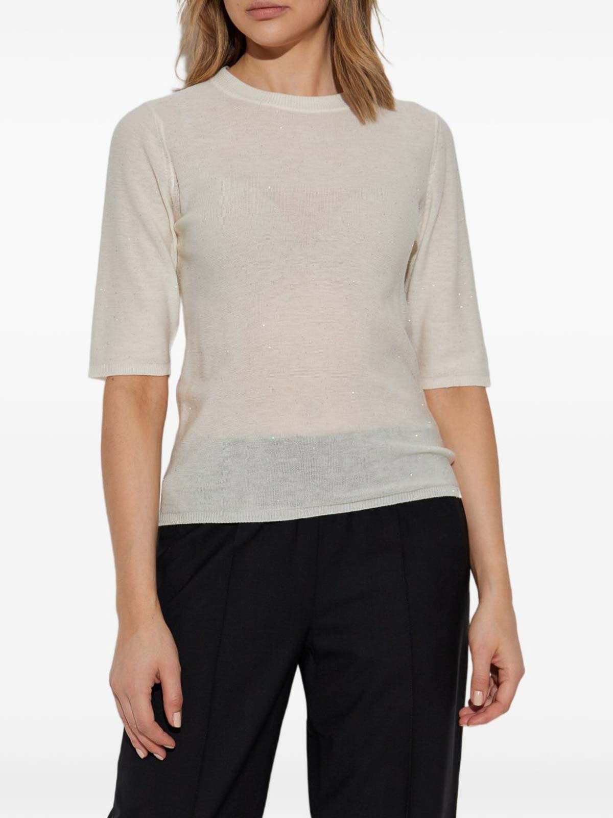 Fabiana Filippi Wool Crewneck Top In White