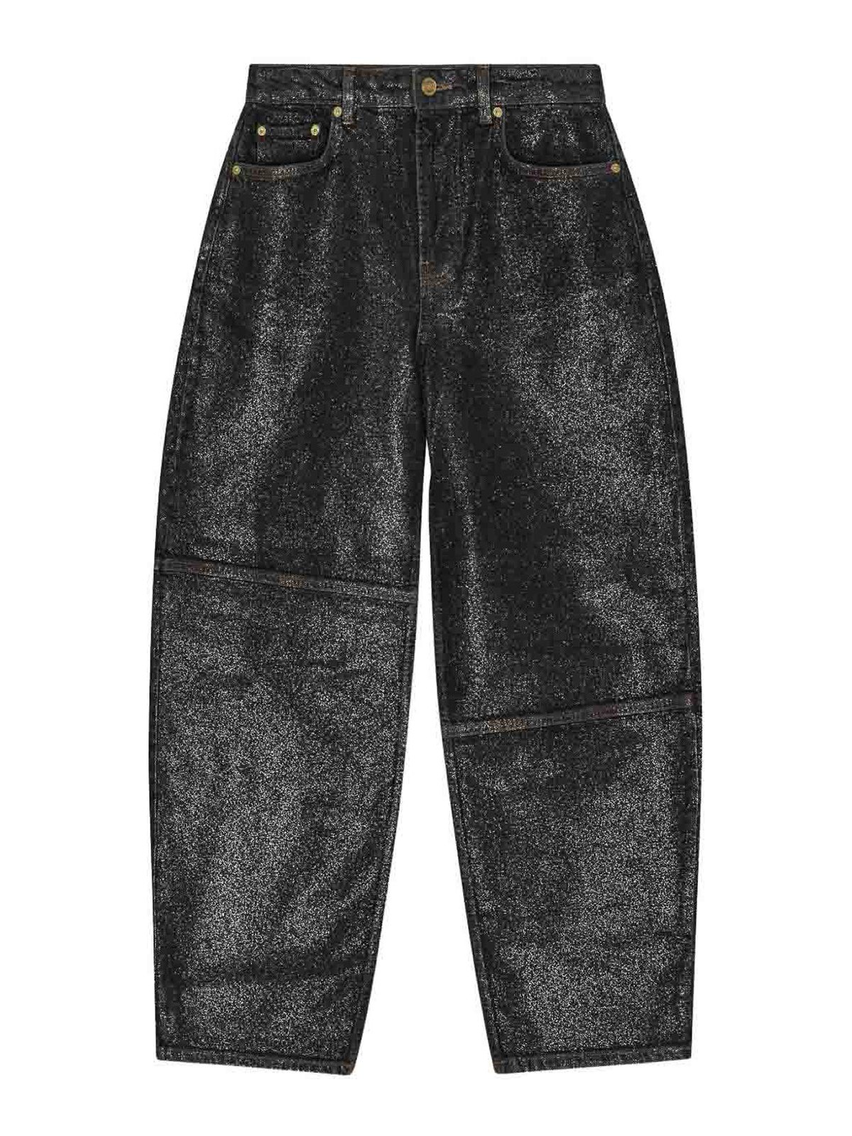Ganni Organic Cotton Denim Jeans In Black