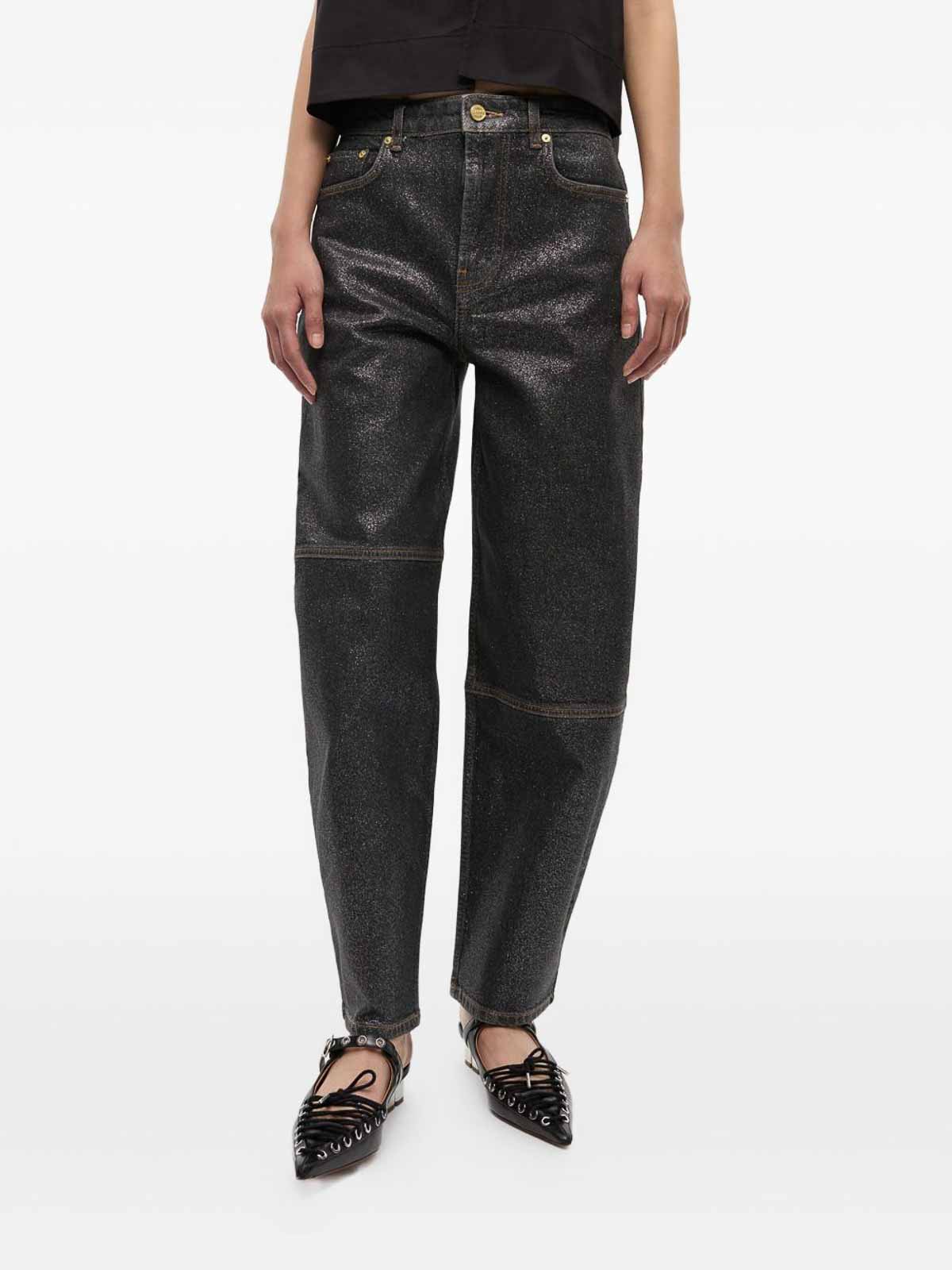 Ganni Organic Cotton Denim Jeans In Black