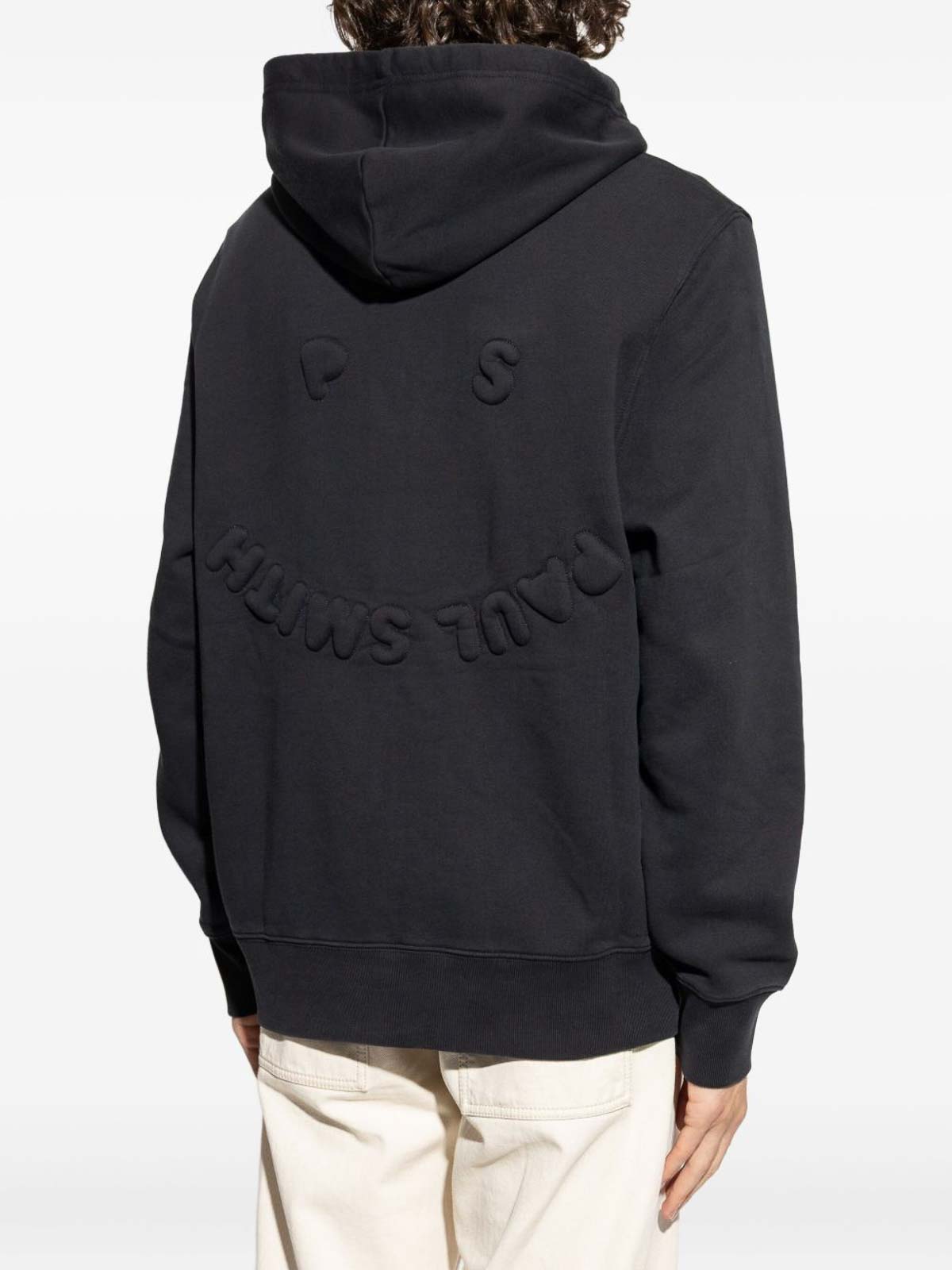 Ps By Paul Smith Ps Paul Smith Ps Happy Cotton Hoodie In Black