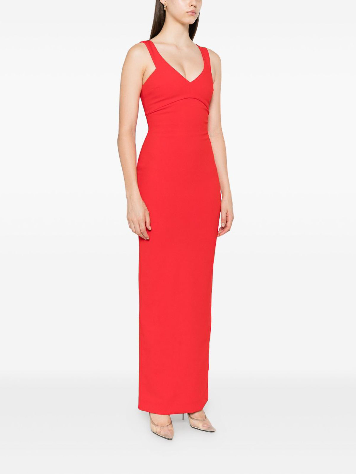 Solace London Red Nalani V-neck Maxi Dress In Red