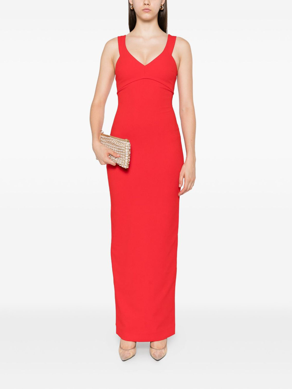 Solace London Red Nalani V-neck Maxi Dress In Red