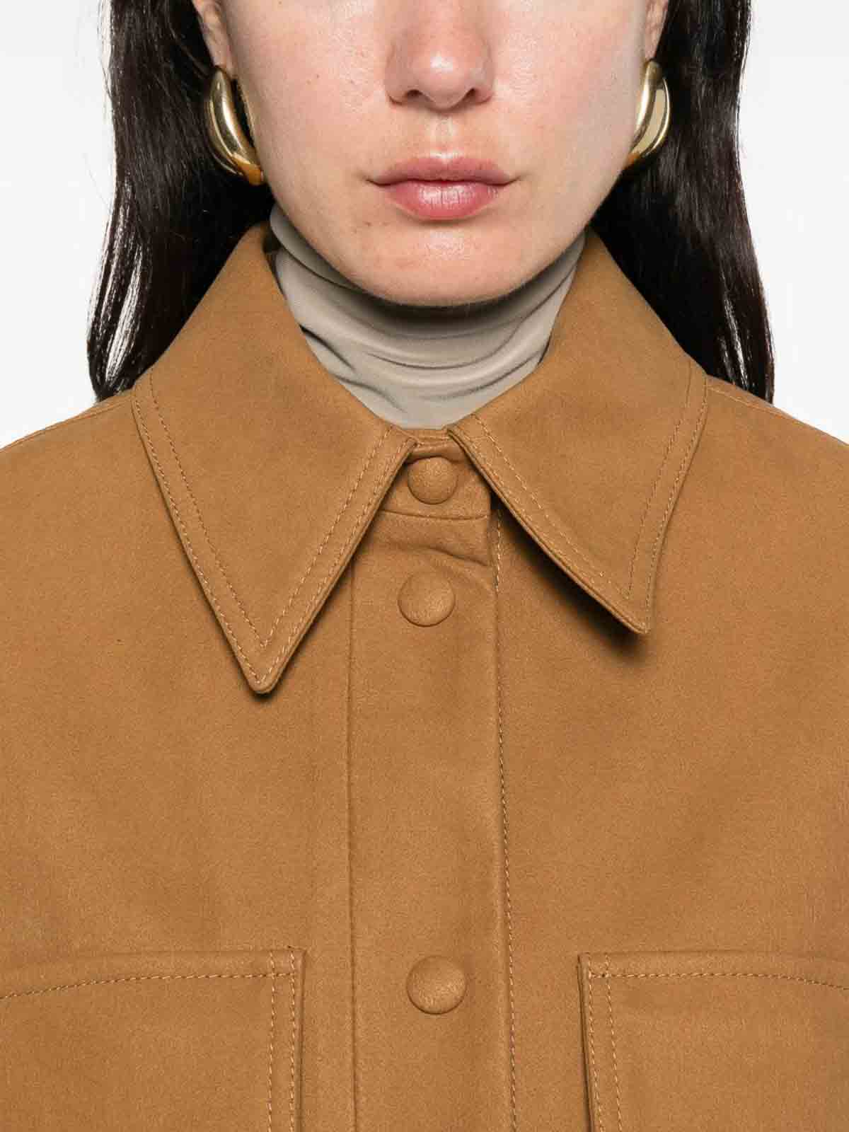 Stella Mccartney Faux Suede Leather Overshirt In Brown