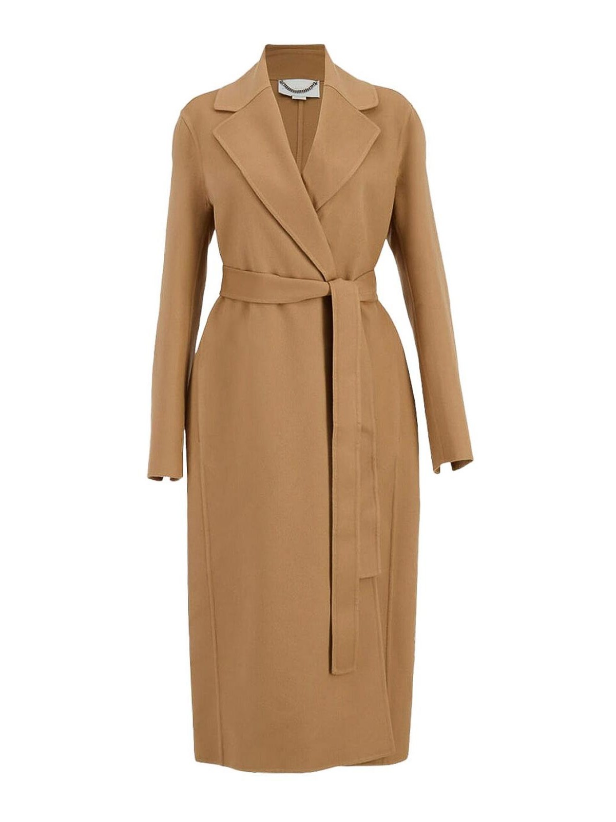 Stella Mccartney Belted Double Face Wool Wrap Coat In Brown