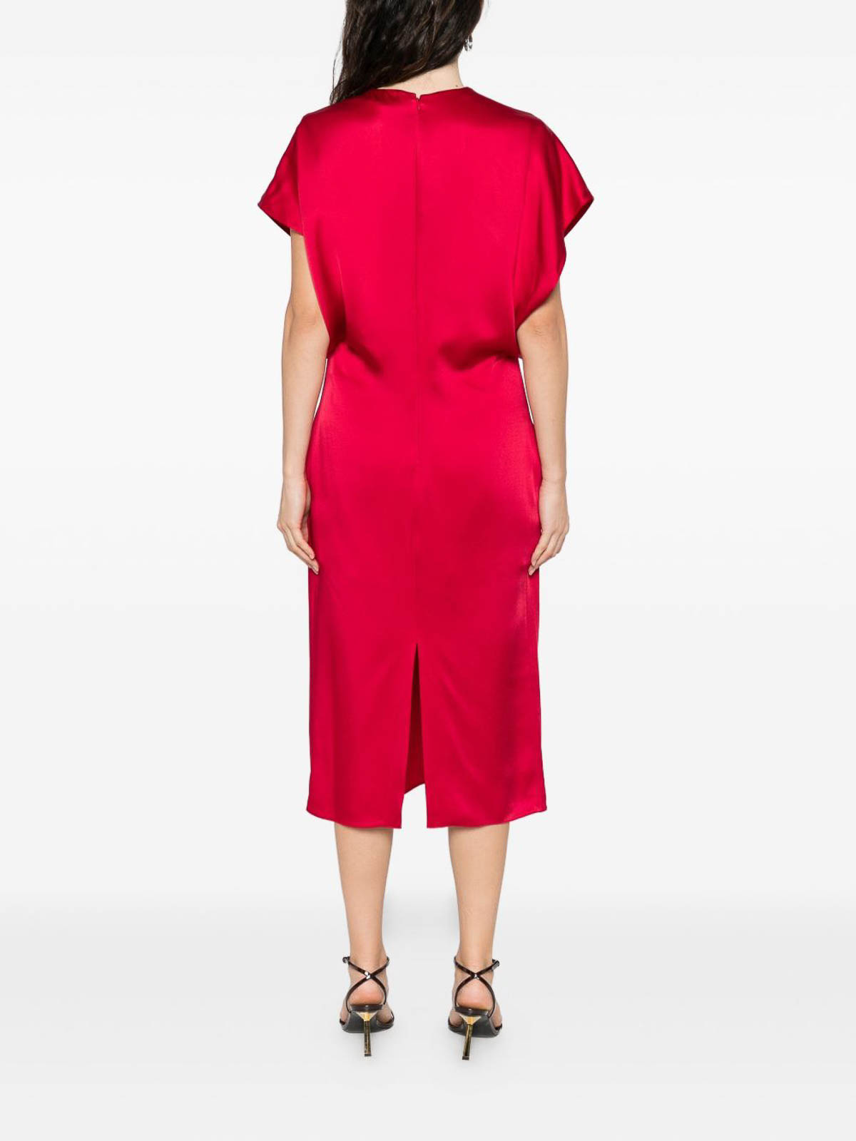 Stella Mccartney Draped Sleeves V-neck Midi Dress In Red