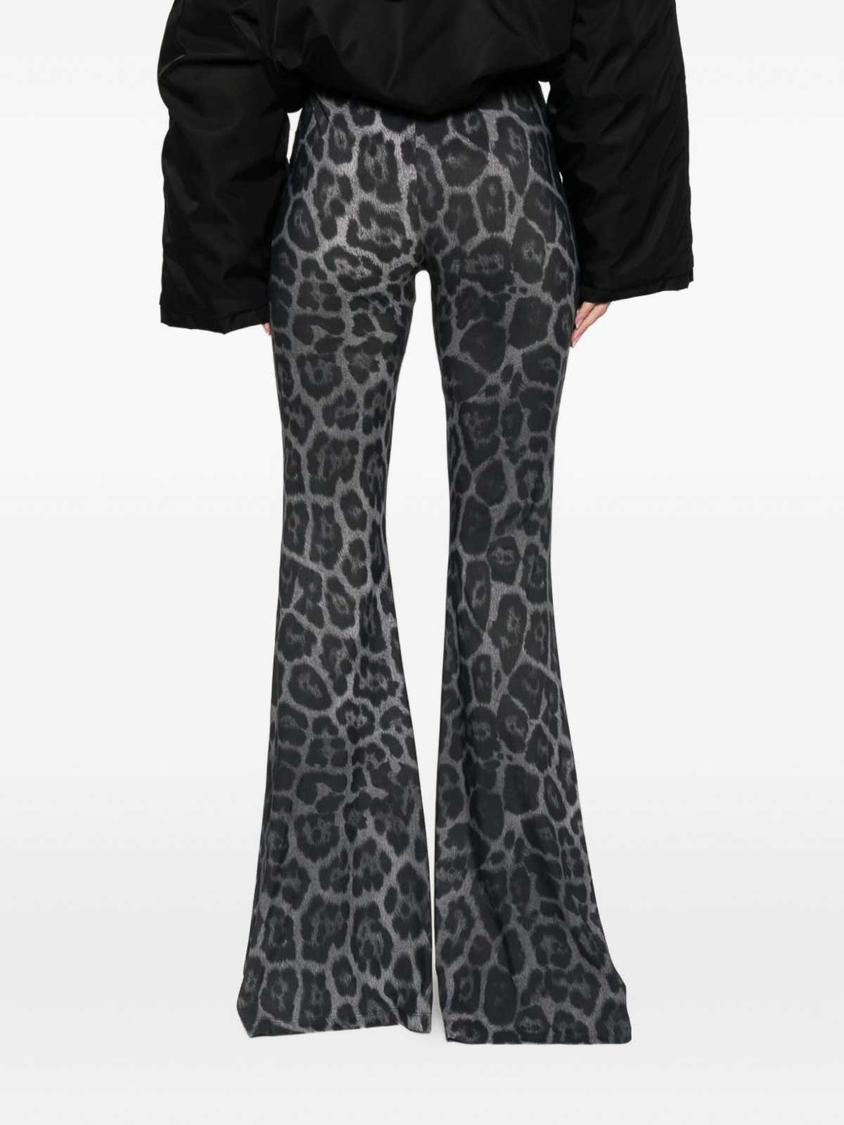 Stella Mccartney Leopard-printed Mid-rise Flared Trousers In Black