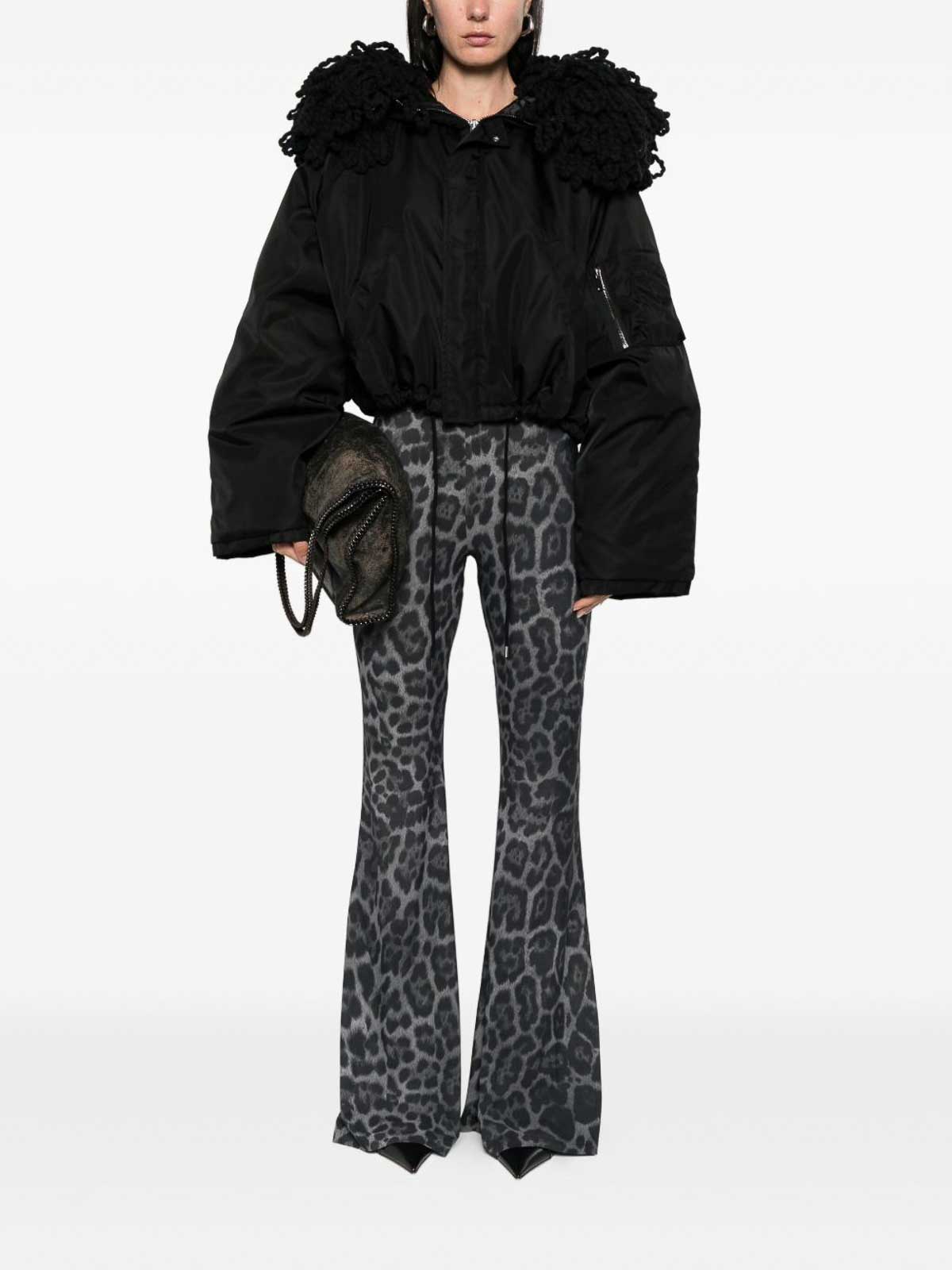 Stella Mccartney Leopard-printed Mid-rise Flared Trousers In Black