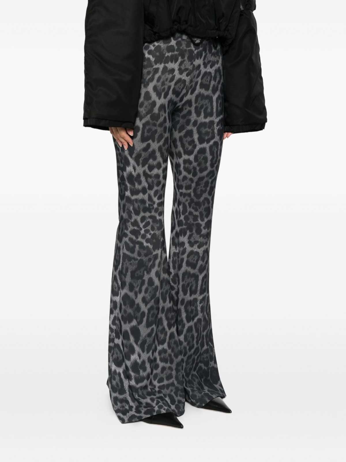 Stella Mccartney Leopard-printed Mid-rise Flared Trousers In Black
