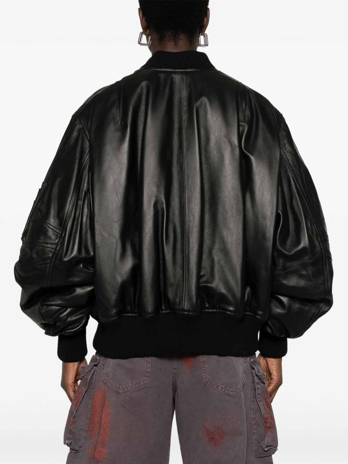 Attico Anja Bomber Leather Jacket In Black