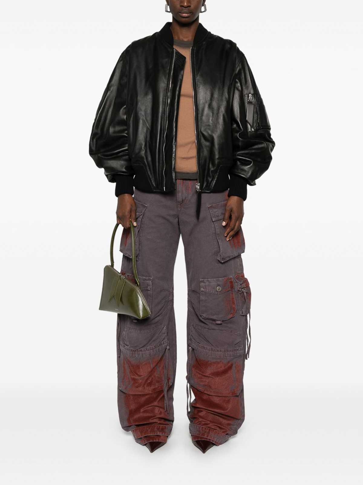 Attico Anja Bomber Leather Jacket In Black