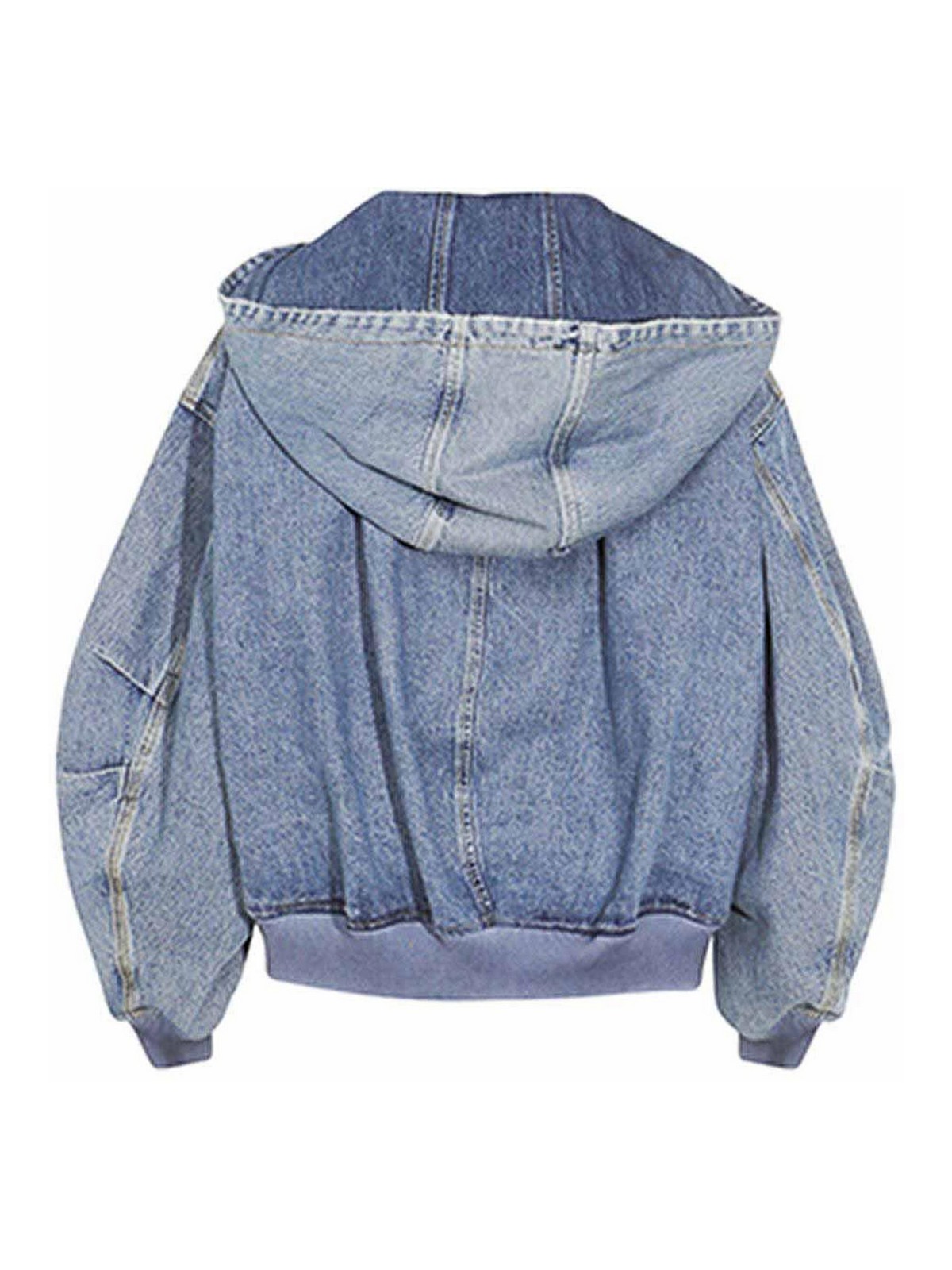 Attico The Washed Denim Bomber Jacket In Blue