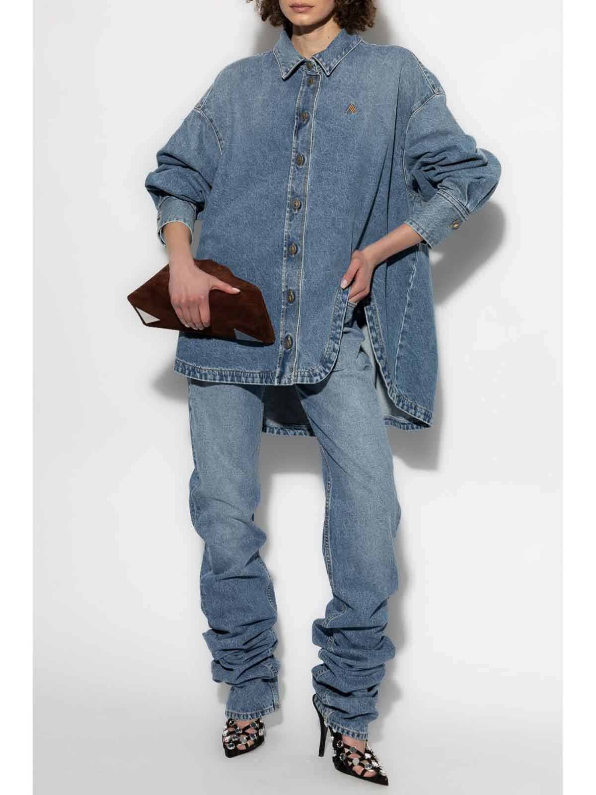 Attico Denim Jackets In Blue Cotton In Blue