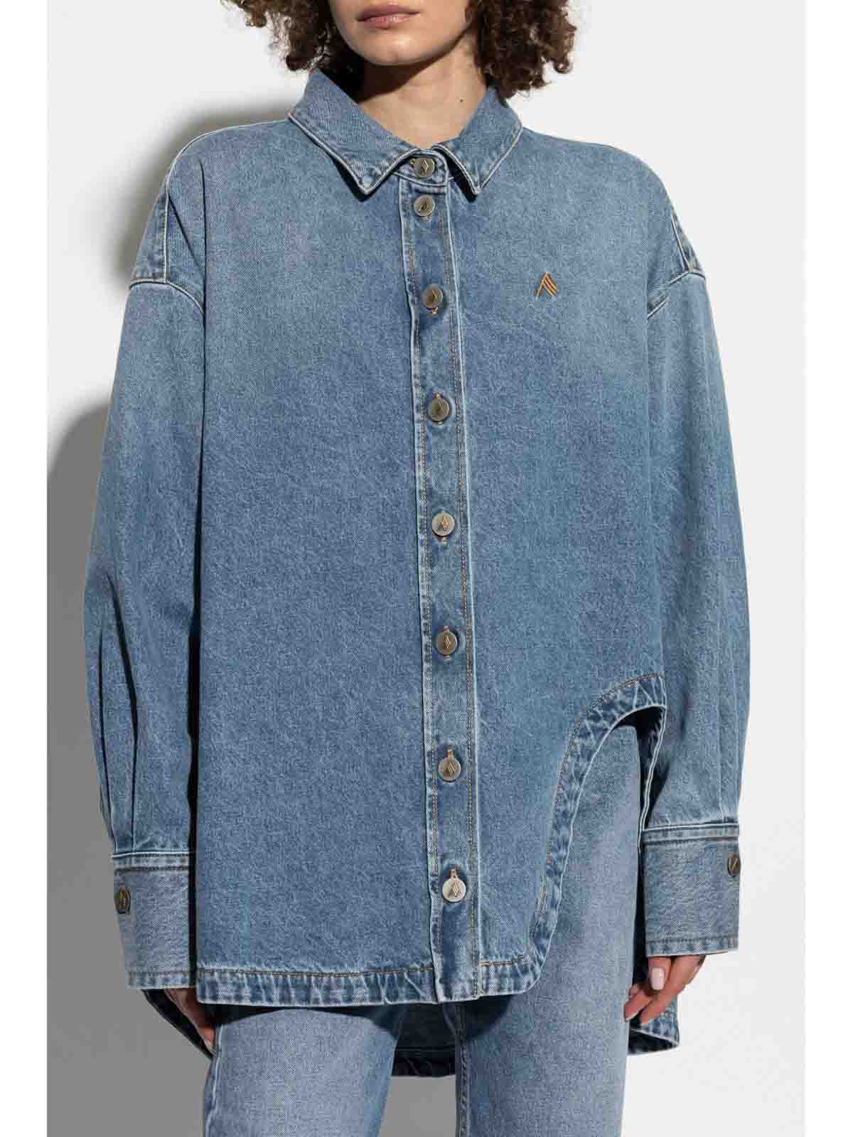 Attico Denim Jackets In Blue Cotton In Blue