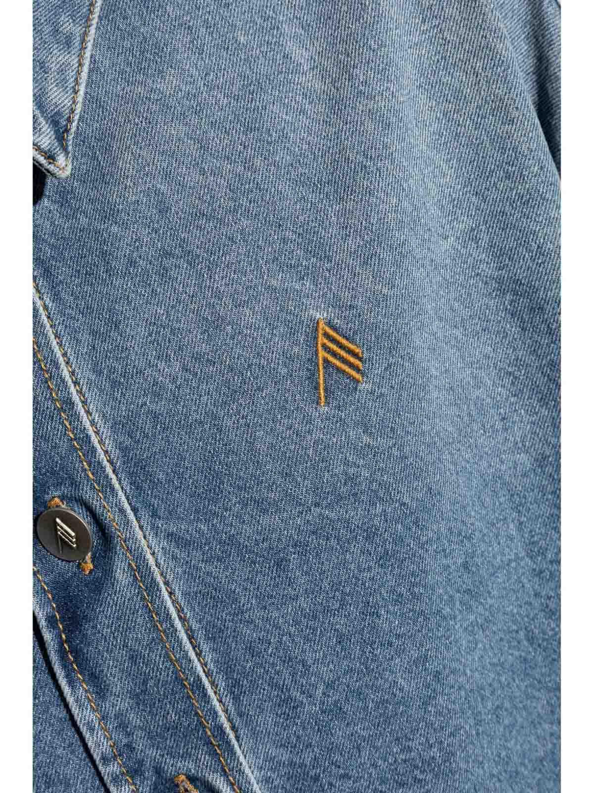 Attico Denim Jackets In Blue Cotton In Blue