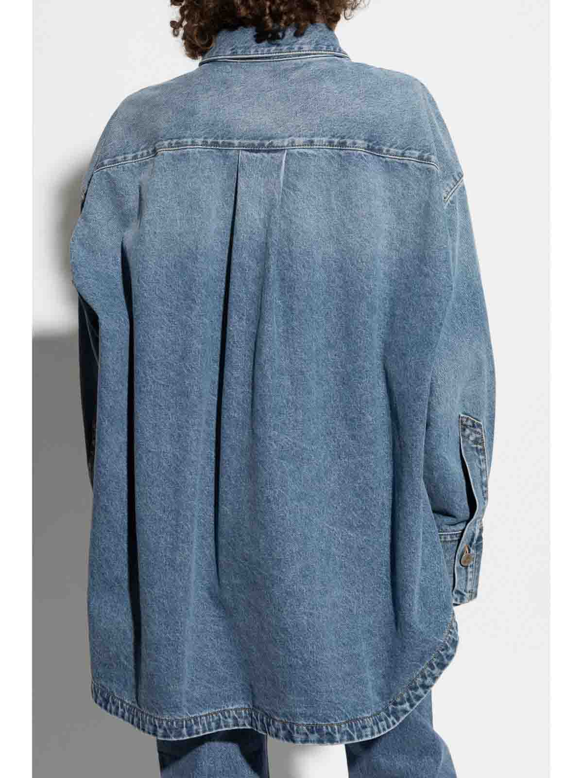 Attico Denim Jackets In Blue Cotton In Blue