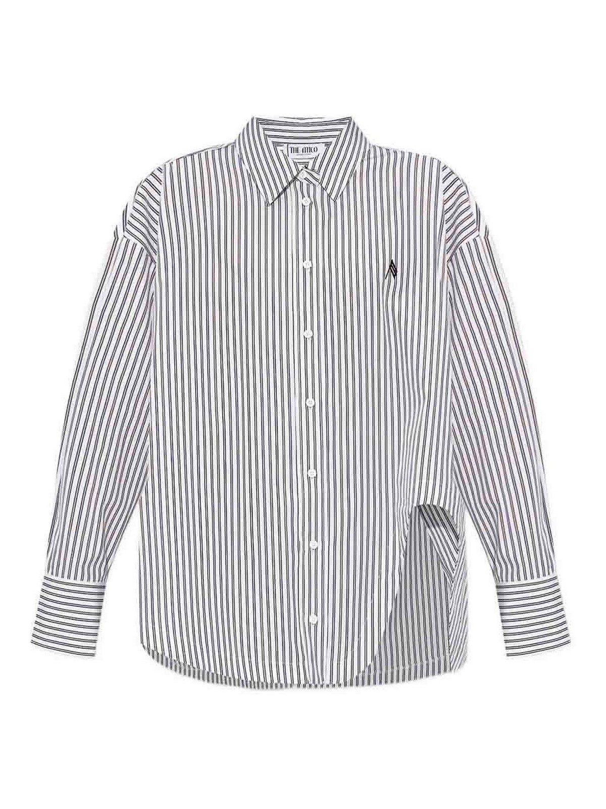 Attico White Diana Striped Shirt In Multi