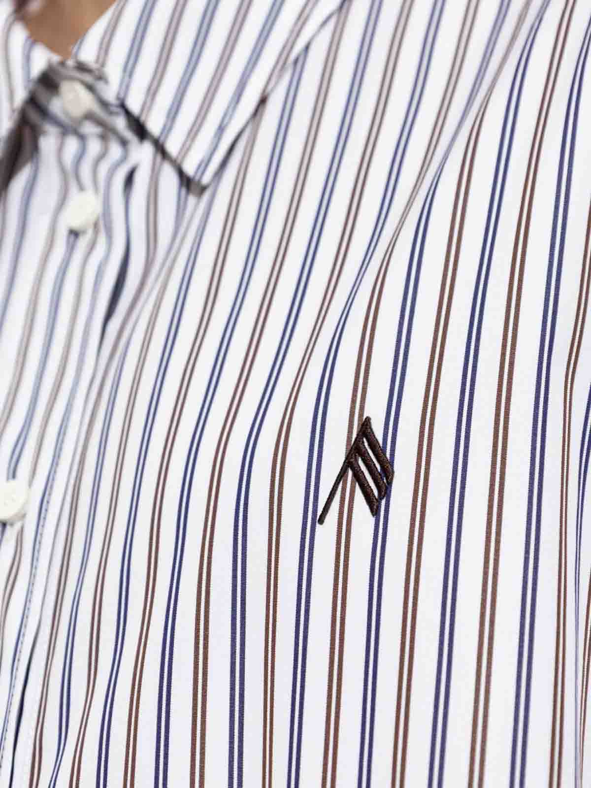 Attico White Diana Striped Shirt In Multi