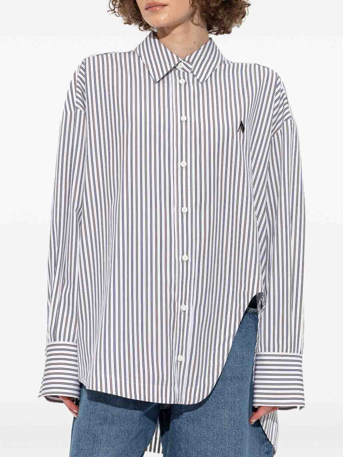 Attico White Diana Striped Shirt In Multi