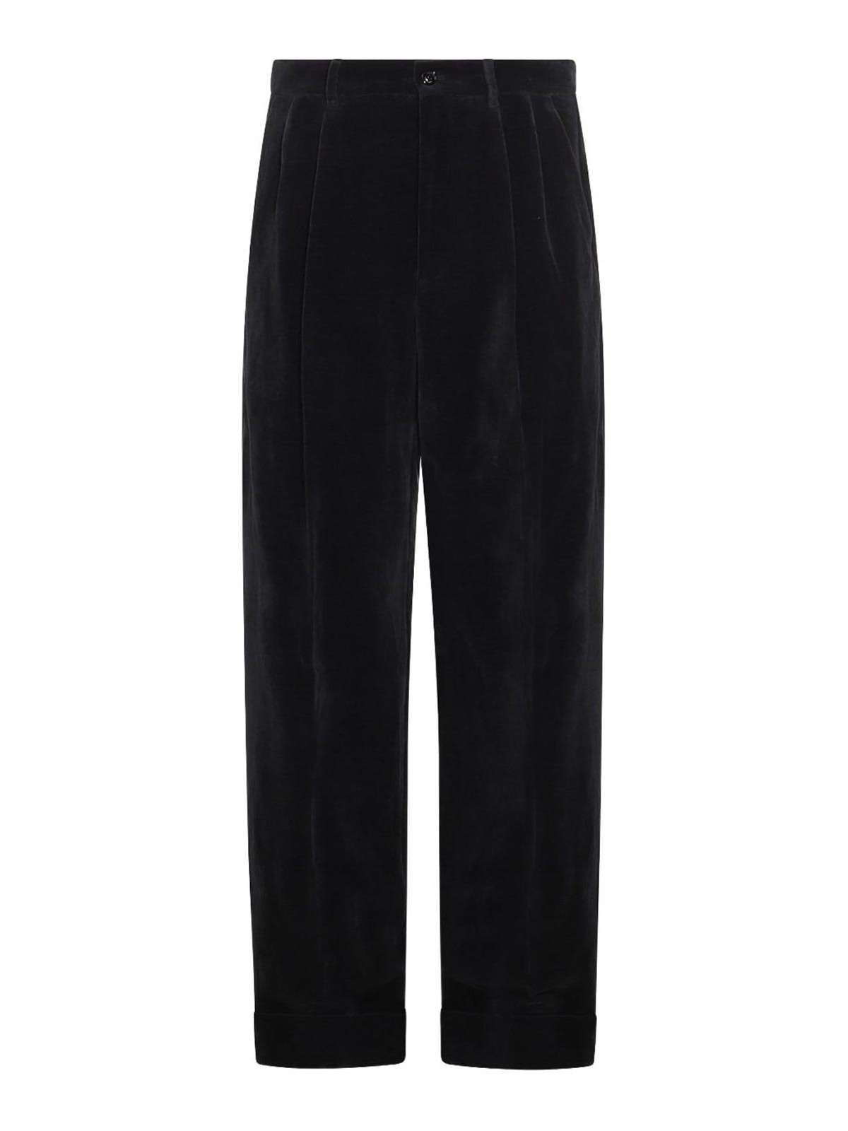 Valentino Garavani Cotton And Linen Blend Trousers In Blue