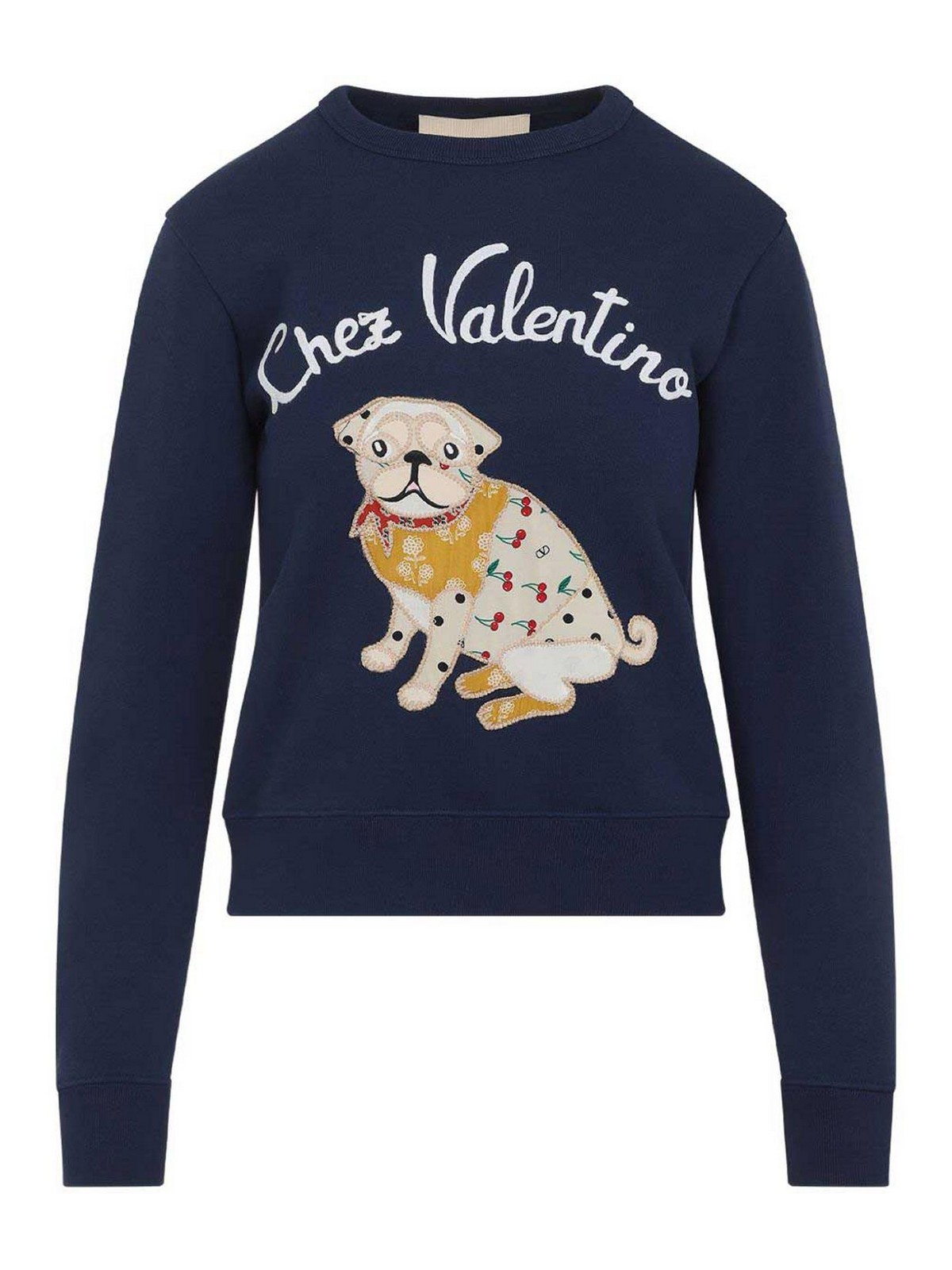 Valentino Chez  Cotton Sweatshirt In Blue