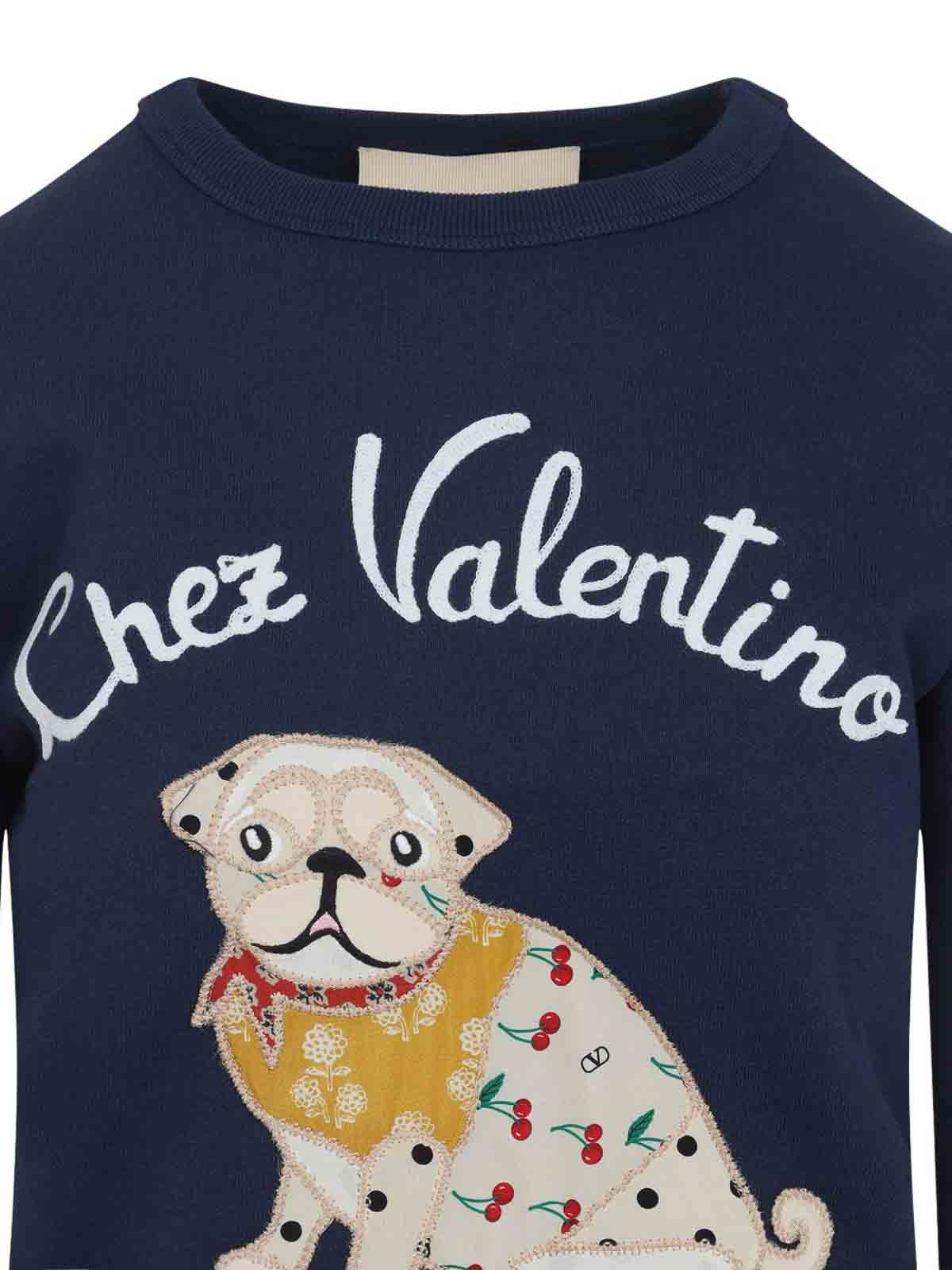 Valentino Chez  Cotton Sweatshirt In Blue