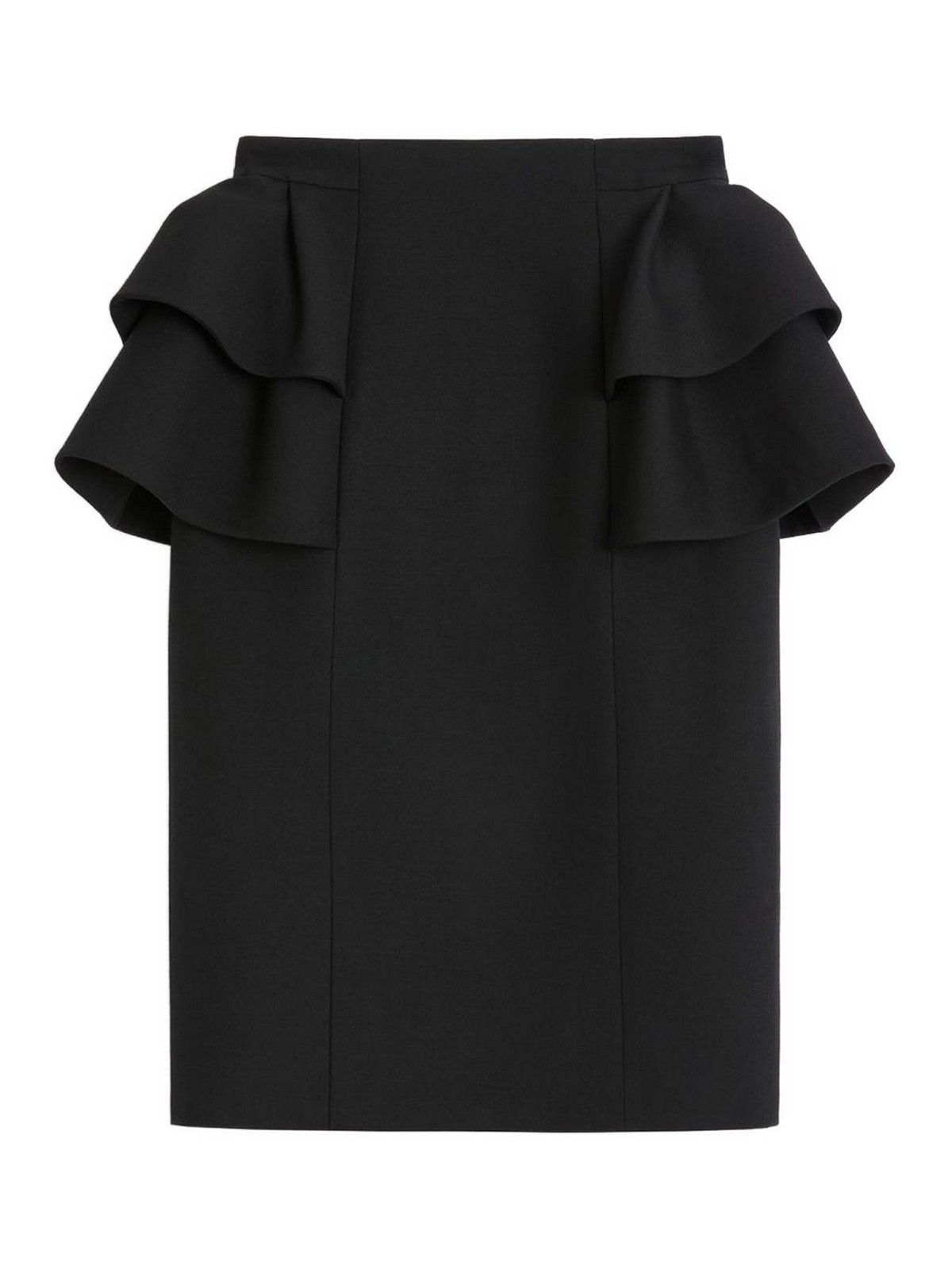 Valentino Black Skirt With Ruffles On The Sides In Black