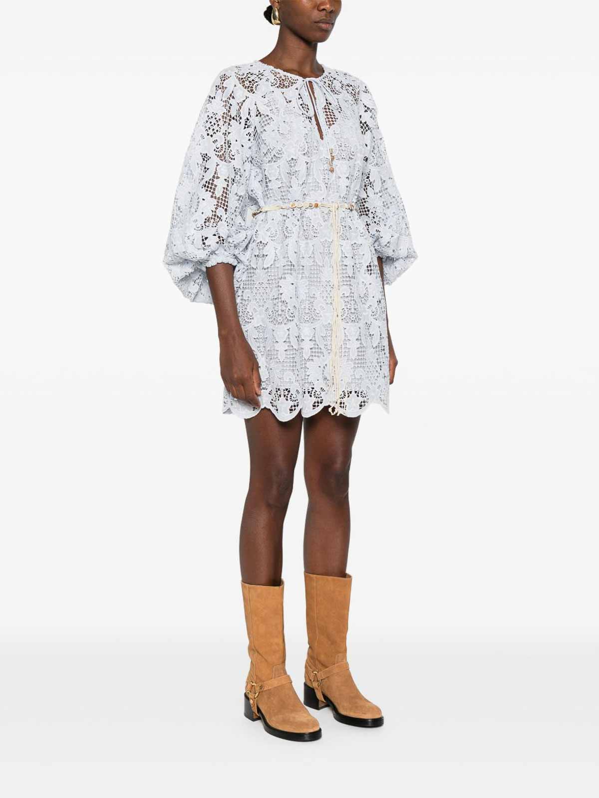 Zimmermann Coco Lace Mini Dress In Blue