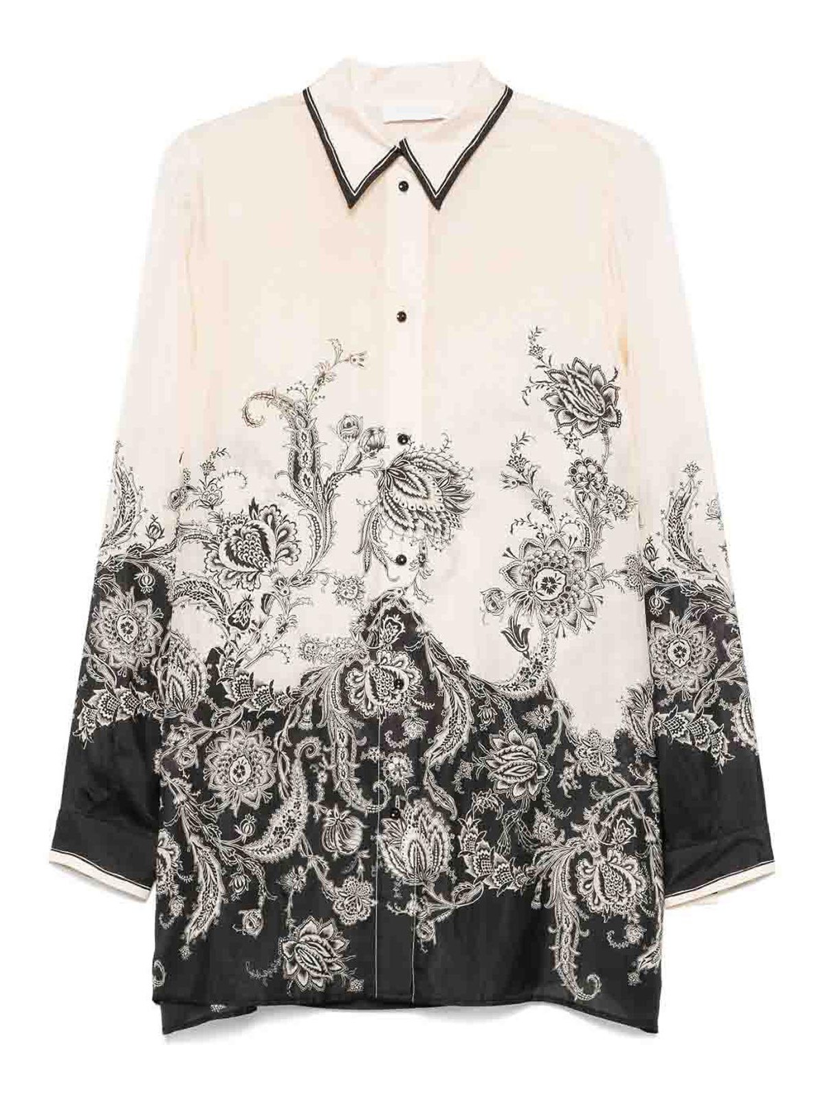 Zimmermann Rhiannon Printed Silk Shirt In Sand