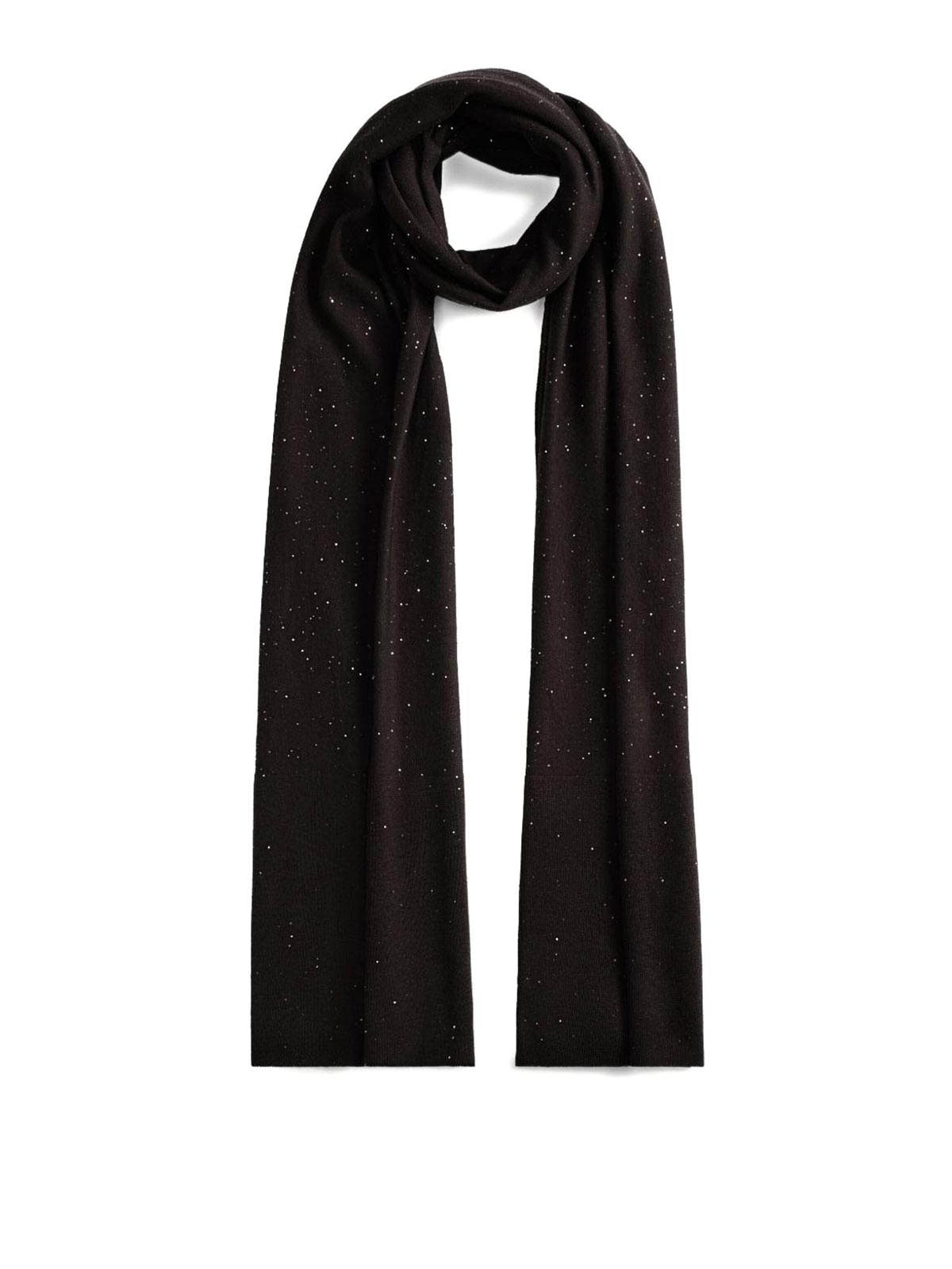 Fabiana Filippi Lightweight Long Rectangular Scarf With Sparkling Finish In Black