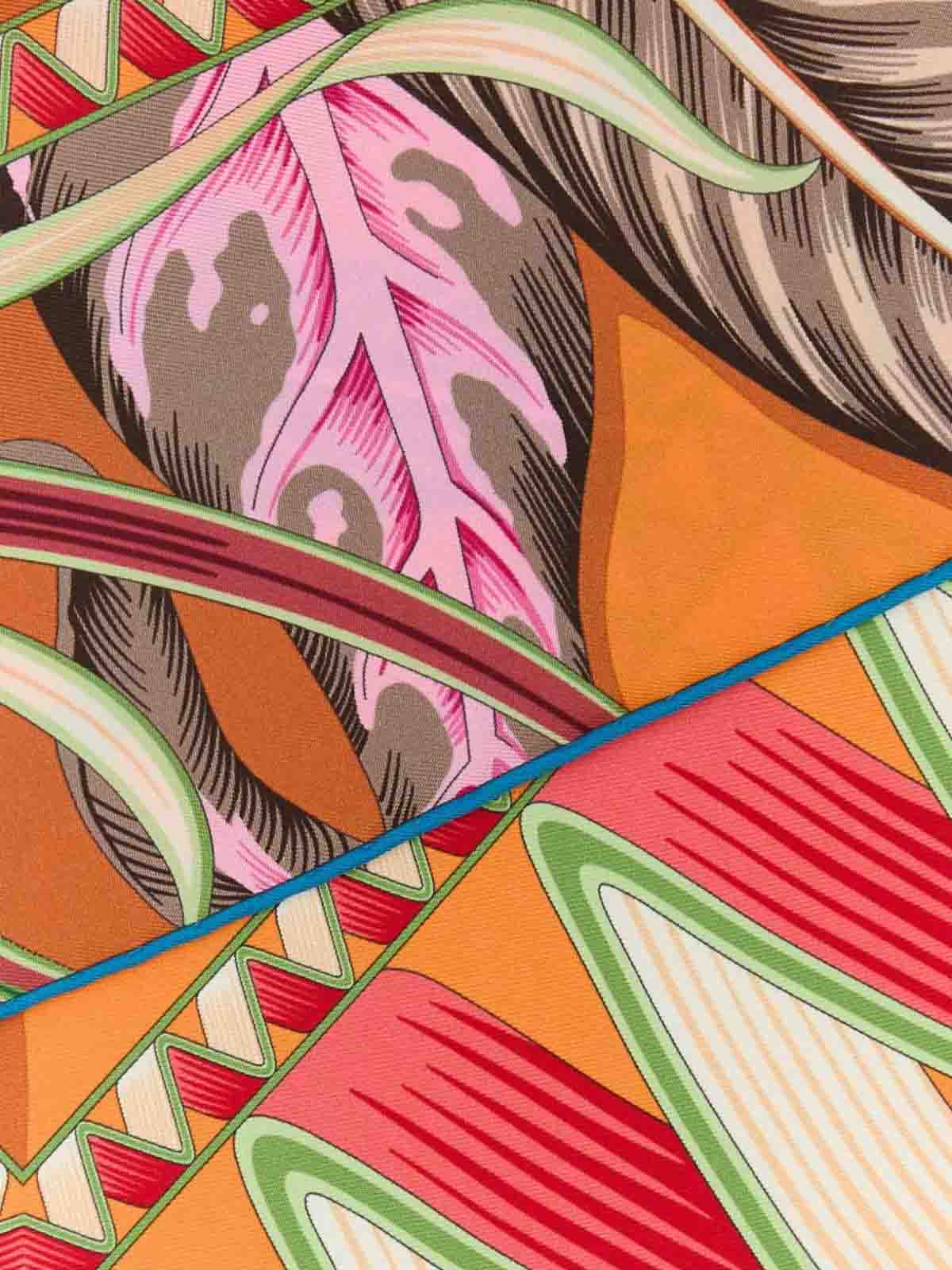 Ferragamo Silk Foulard With Floral Butterfly Print In Orange