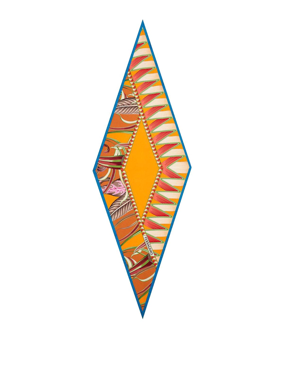 Ferragamo Silk Foulard With Printed Pattern And Border In White