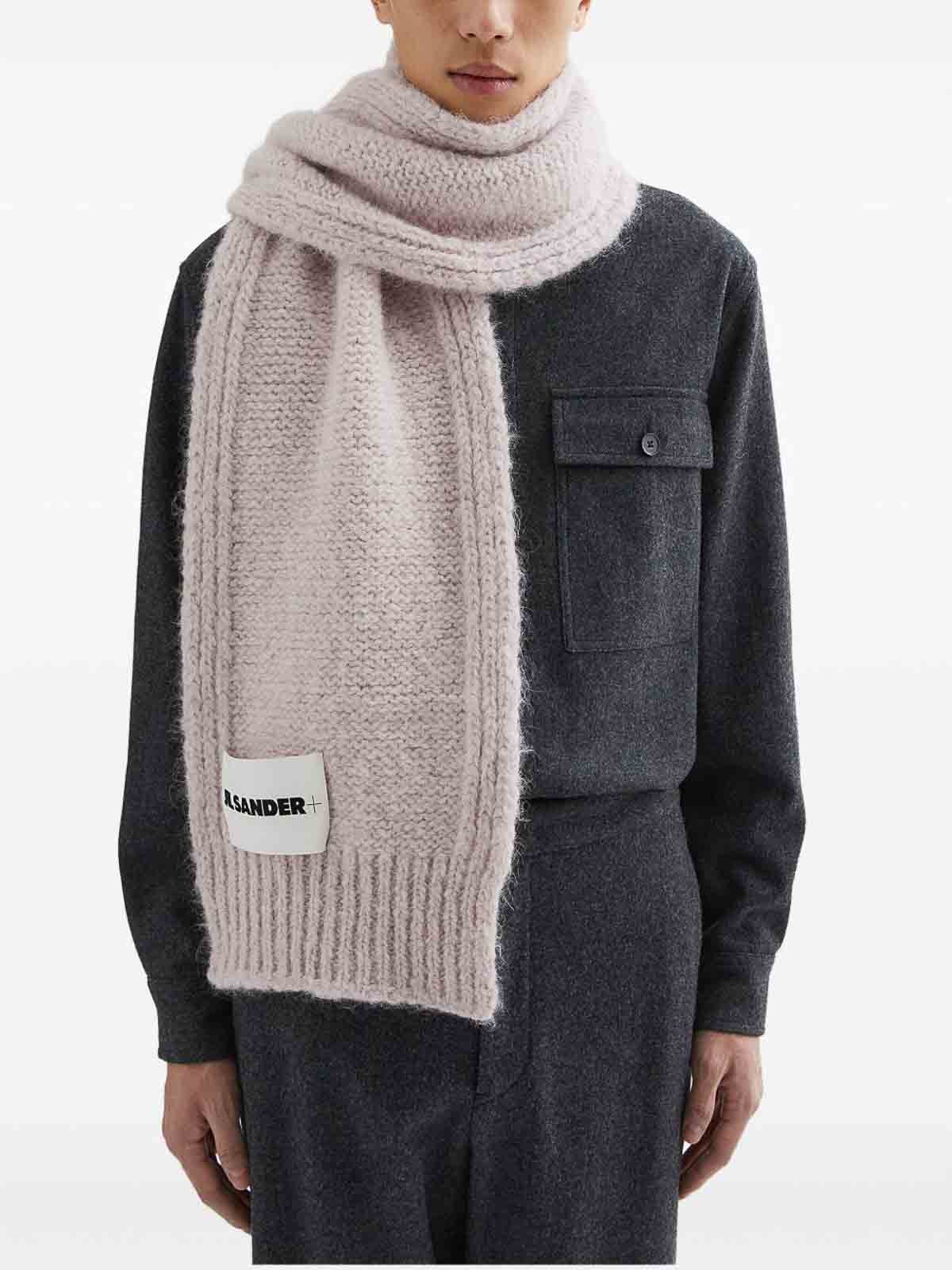 Jil Sander Logo-patch Knitted Scarf In Nude