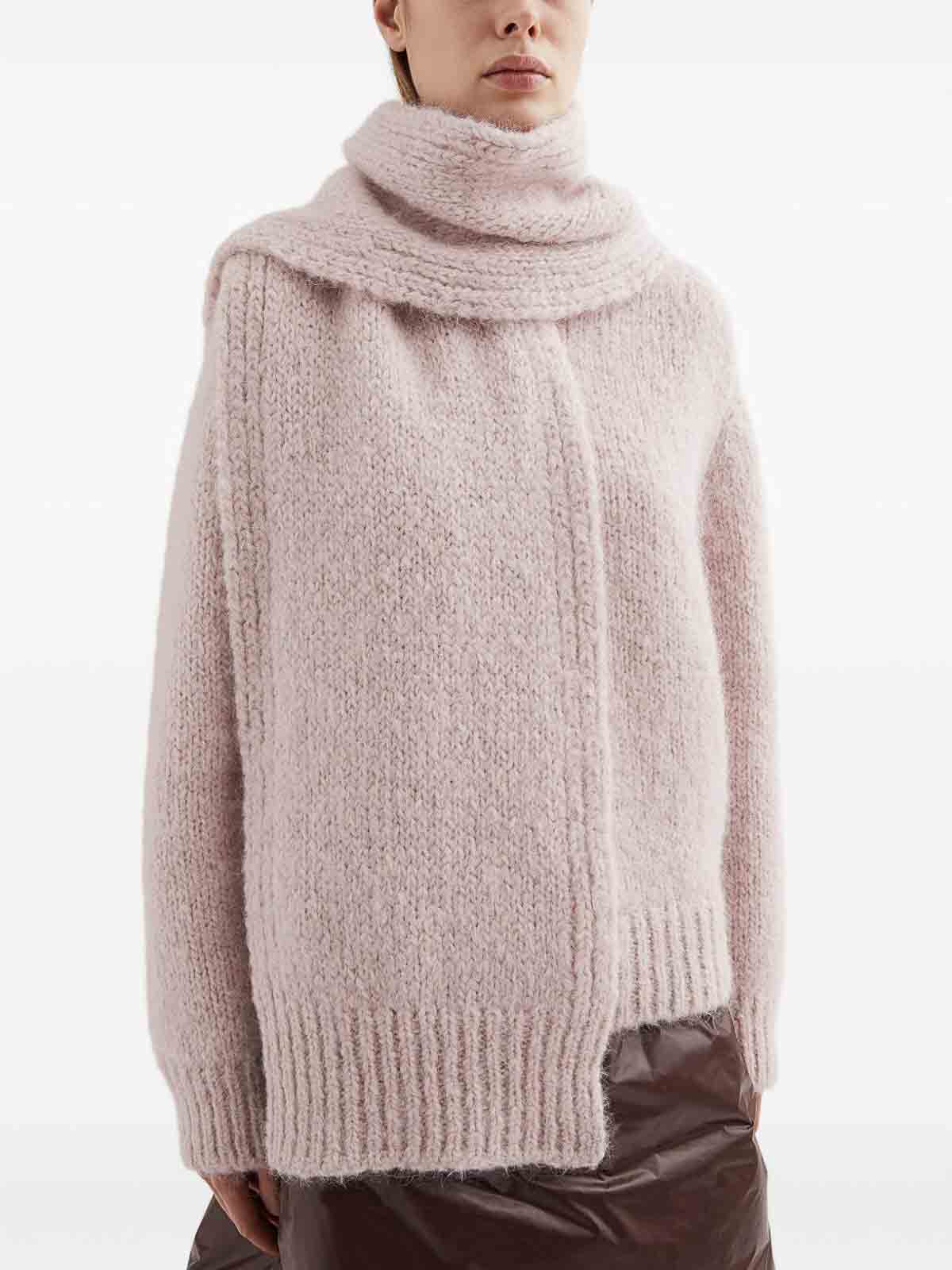 Jil Sander Logo-patch Knitted Scarf In Nude