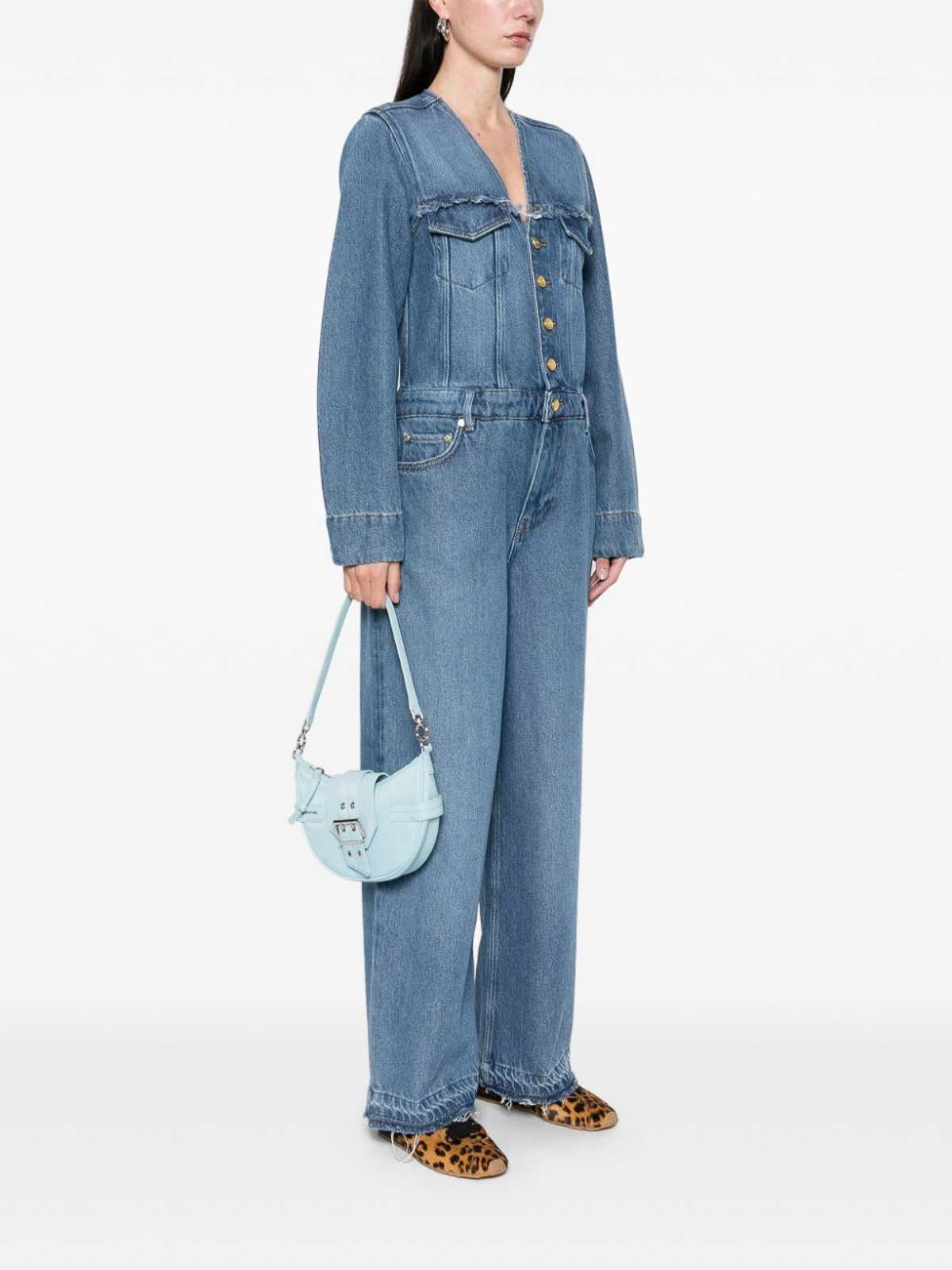 Ganni Bucky Small Crossbody Bag In Blue