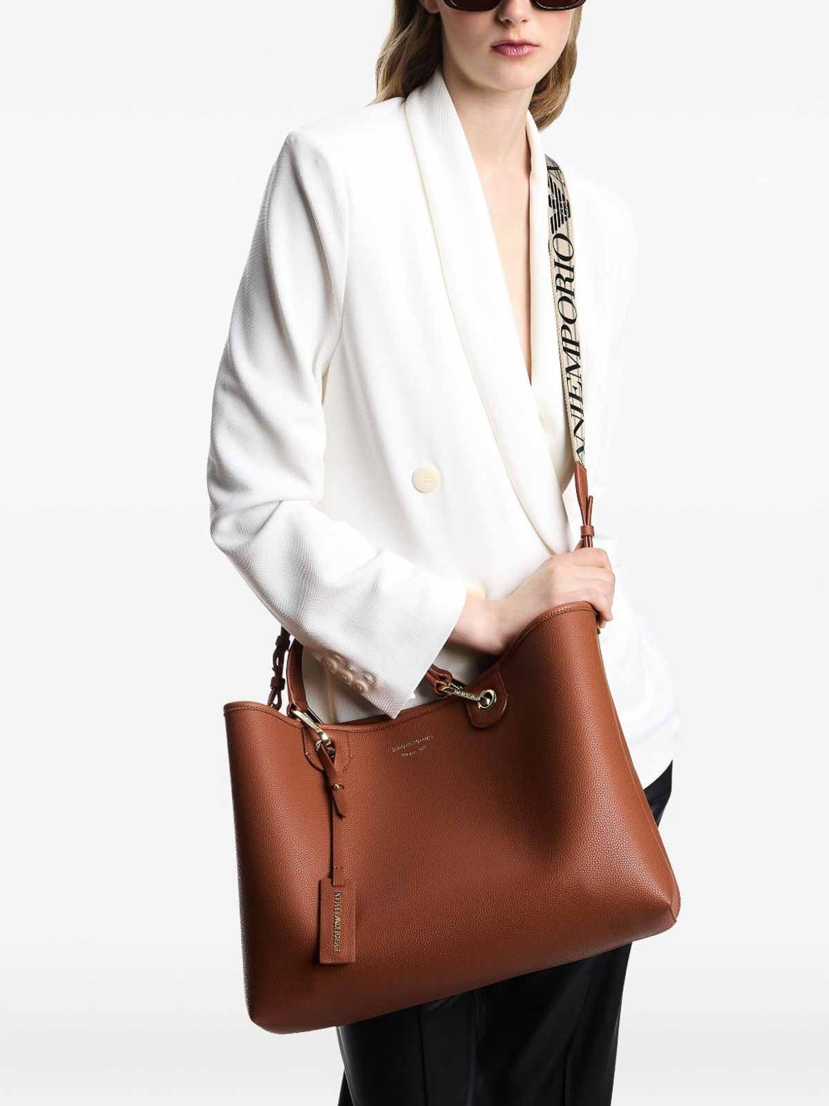 Emporio Armani Myea Medium Shopping Bag In Brown