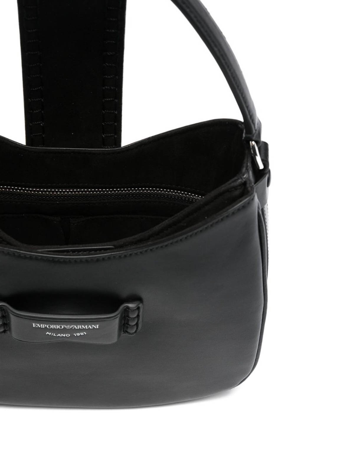 Emporio Armani Small Leather Shoulder Bag In Black