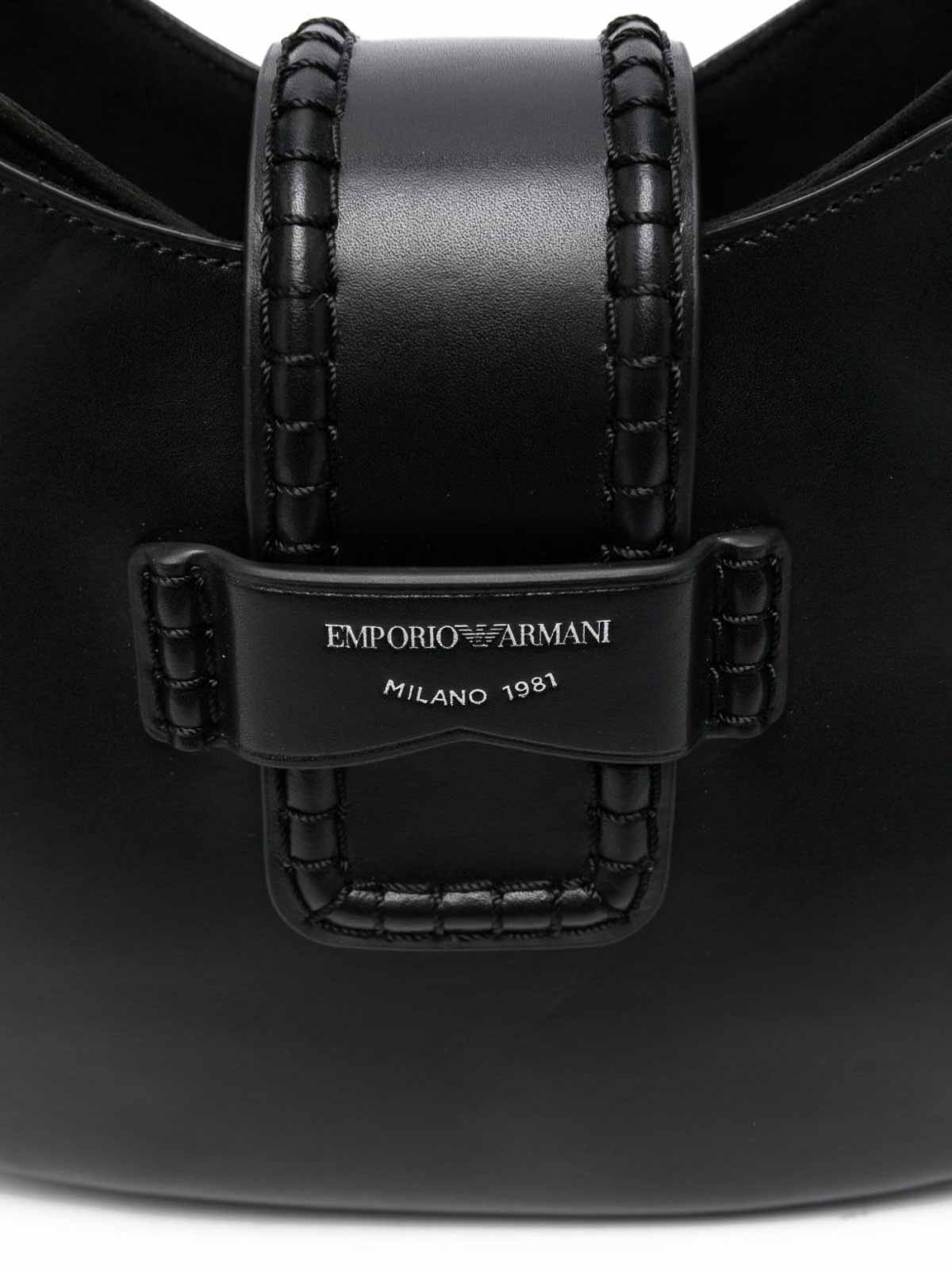 Emporio Armani Small Leather Shoulder Bag In Black