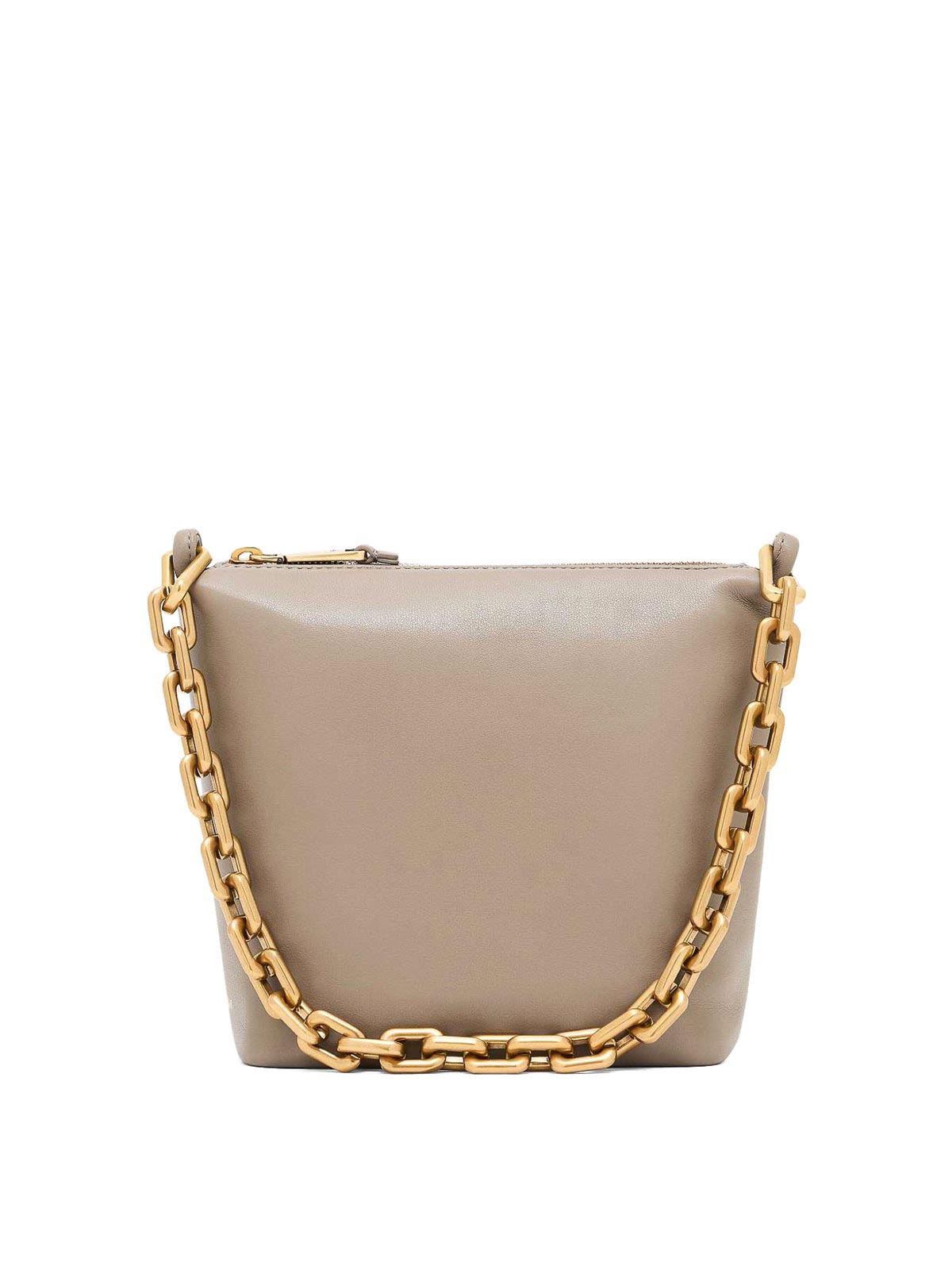 Emporio Armani Small Leather Hobo Bag In Gray