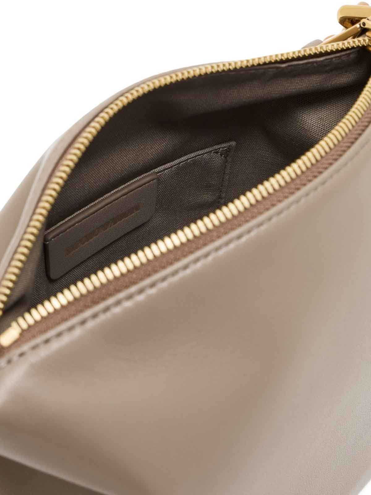 Emporio Armani Small Leather Hobo Bag In Gray