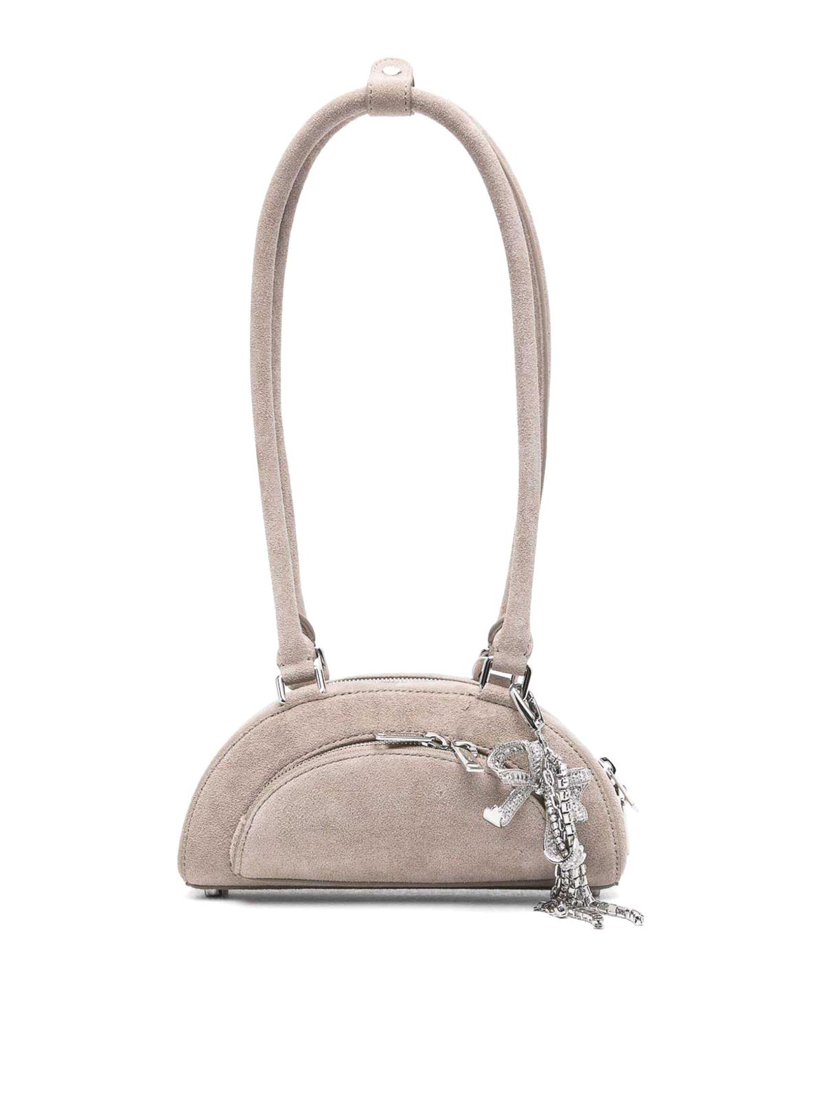 Self-portrait Suede Mini Shoulder Bag In Gray