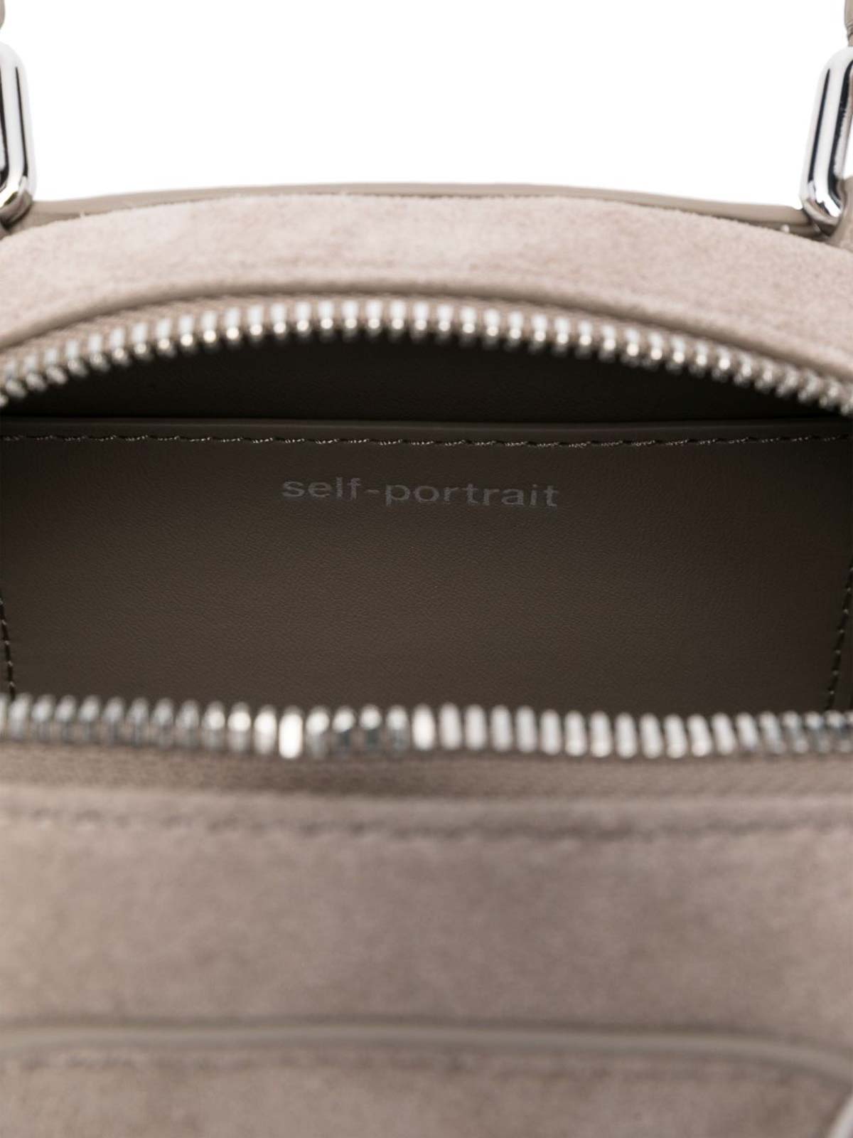 Self-portrait Suede Mini Shoulder Bag In Gray