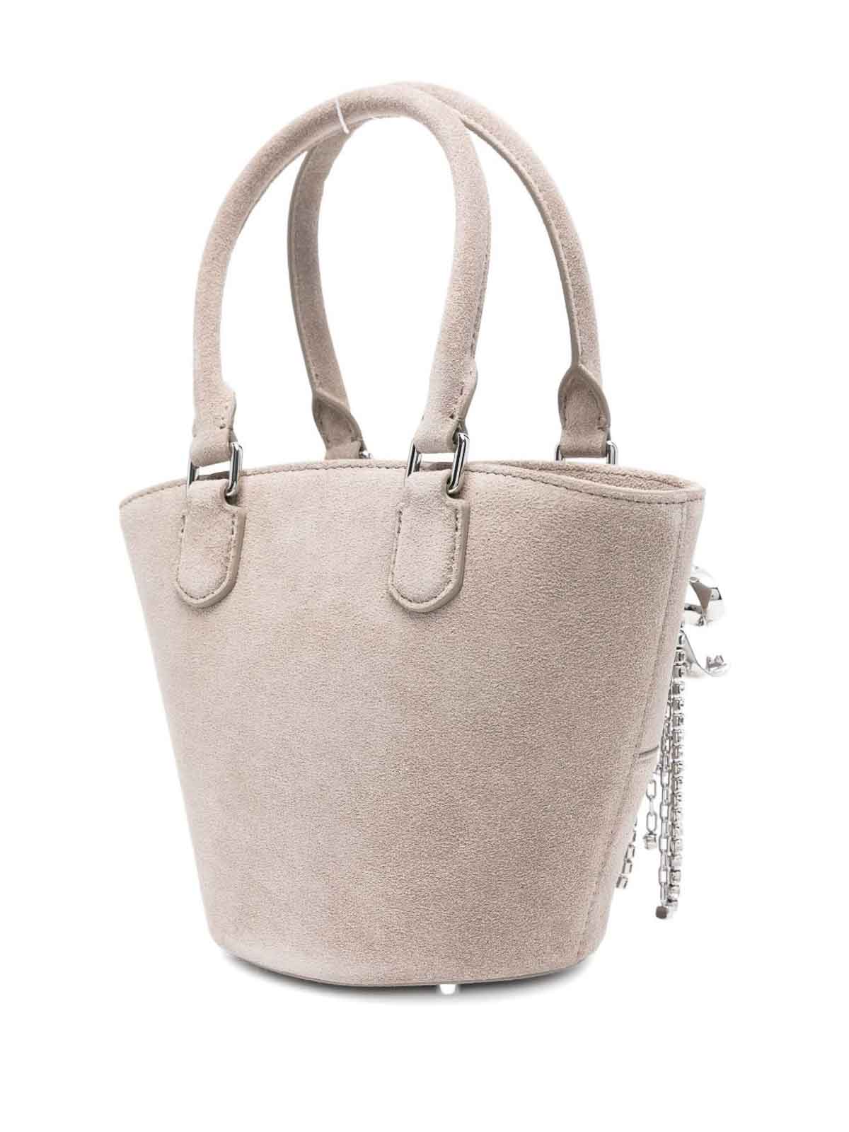 Self-portrait Suede Tote Bag In Gray