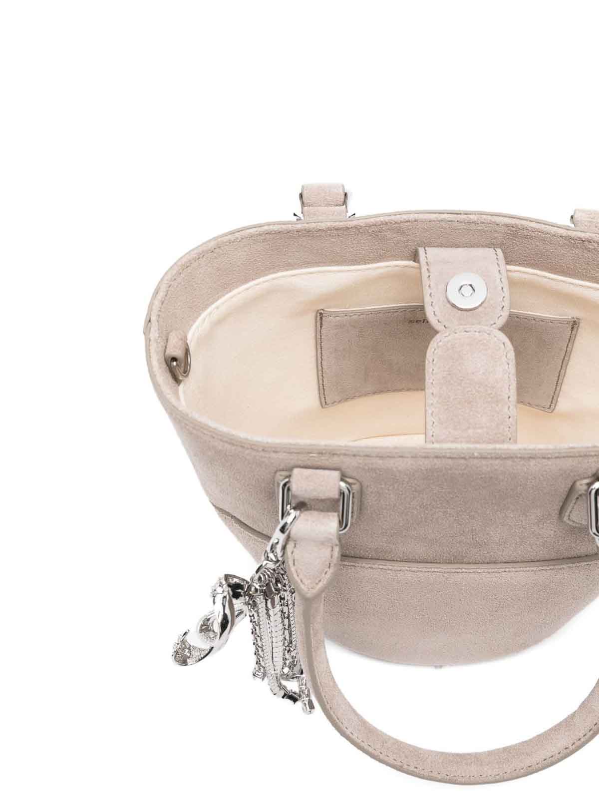Self-portrait Suede Tote Bag In Gray
