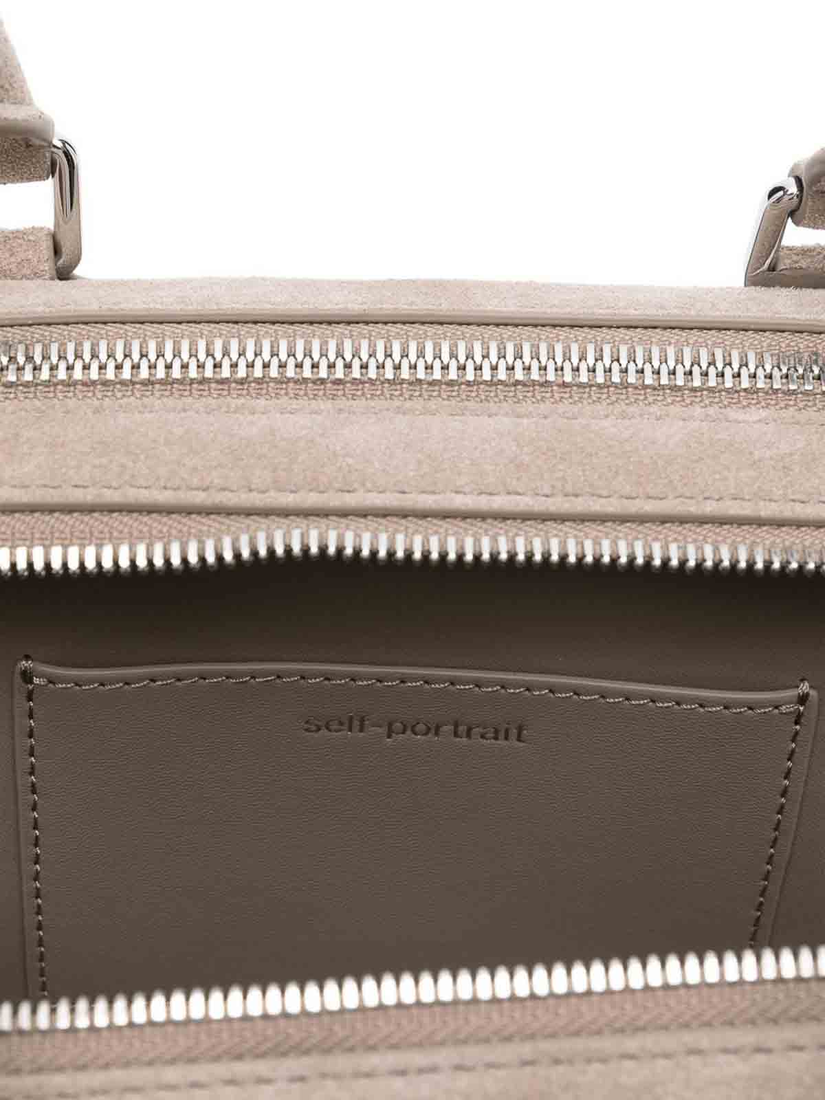 Self-portrait Suede Baguette Shoulder Bag In Gray