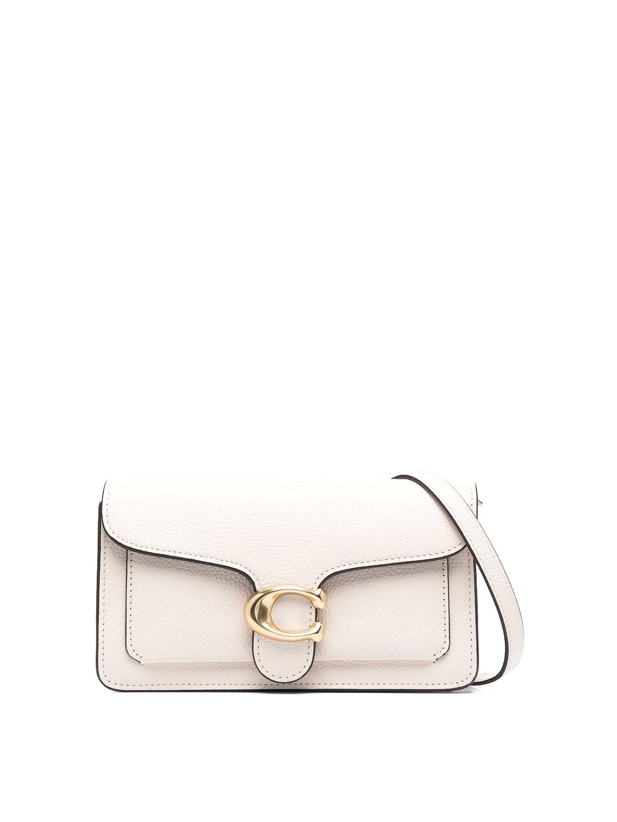 Coach Tabby Chain Leather Clutch In White