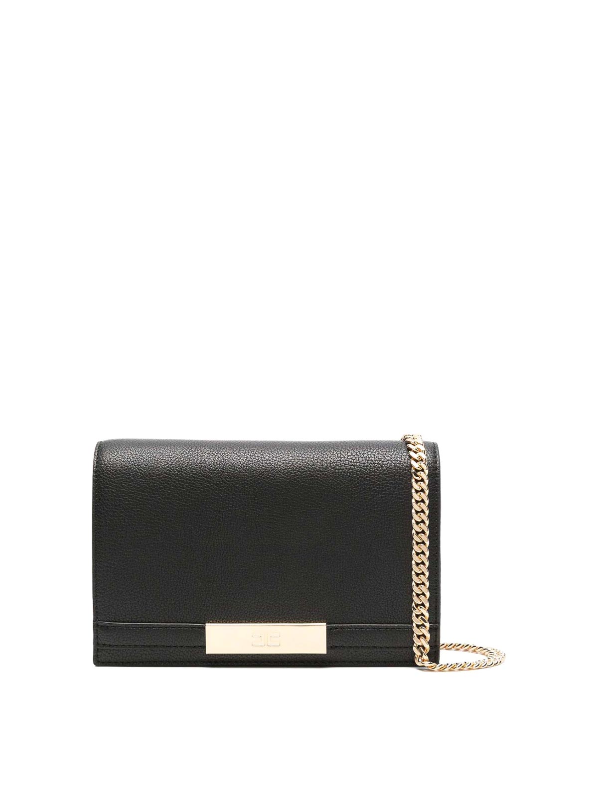 Elisabetta Franchi Mini Gold-plaque Clutch Bag In Black