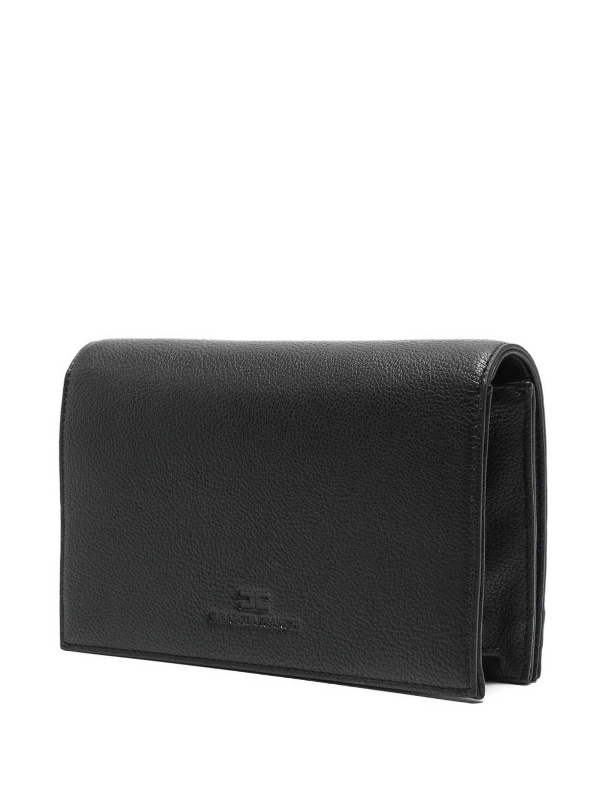 Elisabetta Franchi Mini Gold-plaque Clutch Bag In Black