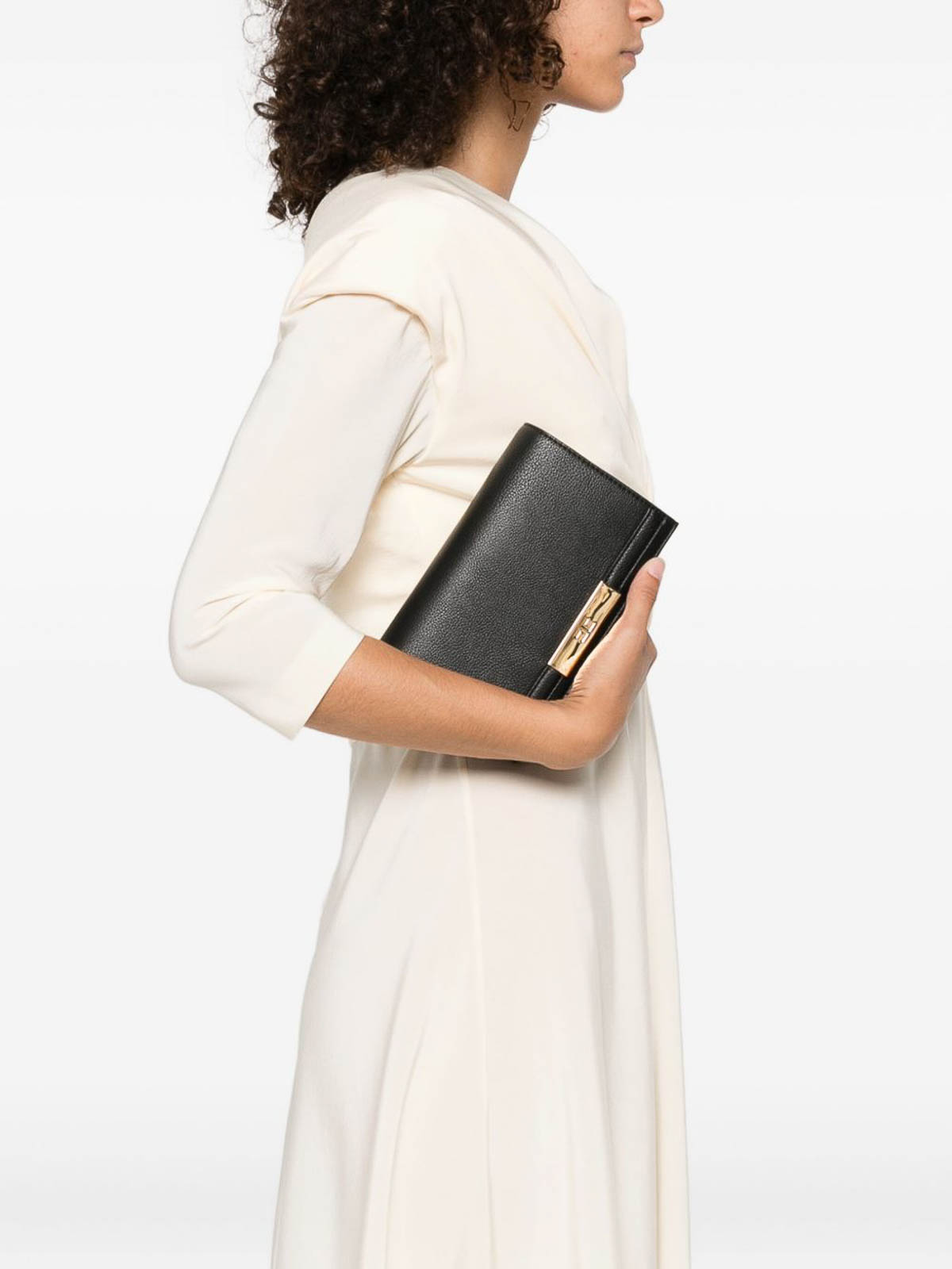Elisabetta Franchi Mini Gold-plaque Clutch Bag In Black