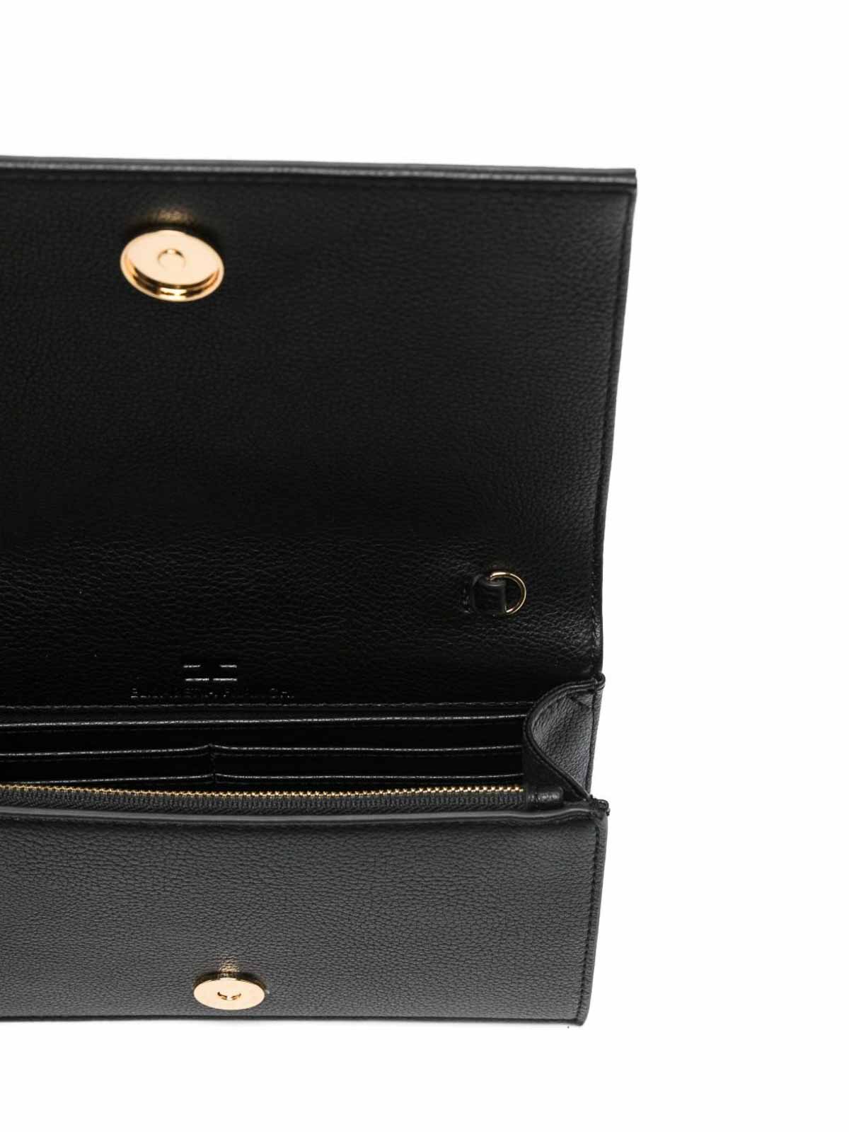 Elisabetta Franchi Mini Gold-plaque Clutch Bag In Black