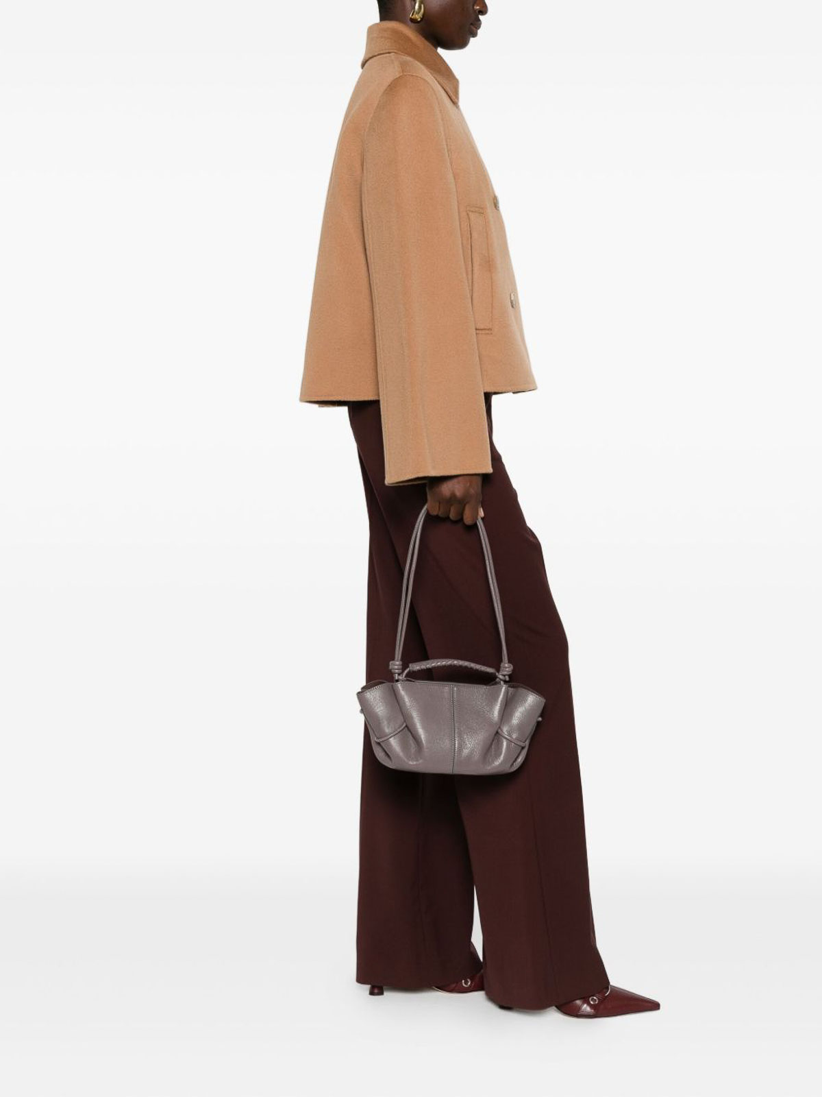 Hereu Arta Mini Leather Handbag In Gray